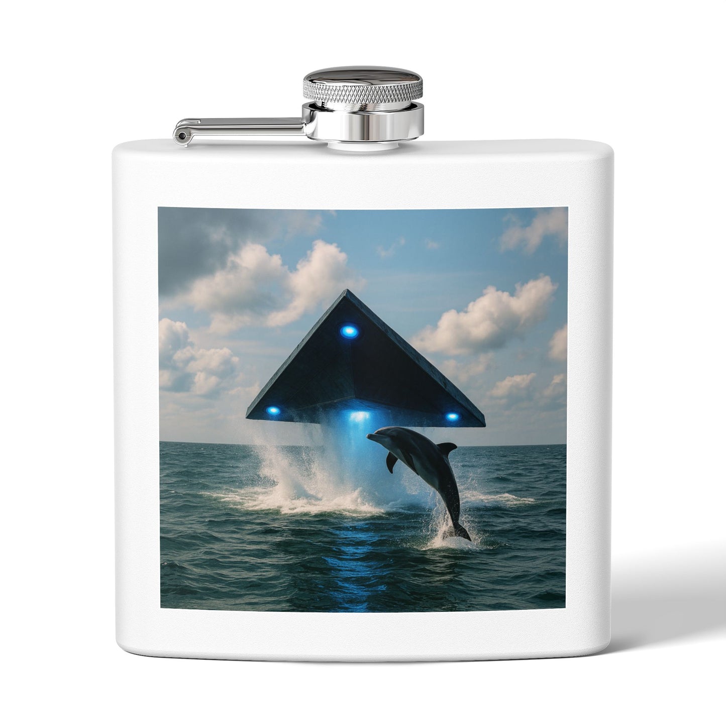 Tropical Stainless Steel 6 oz. Flask, Many Colors  – UFO and Dolphin