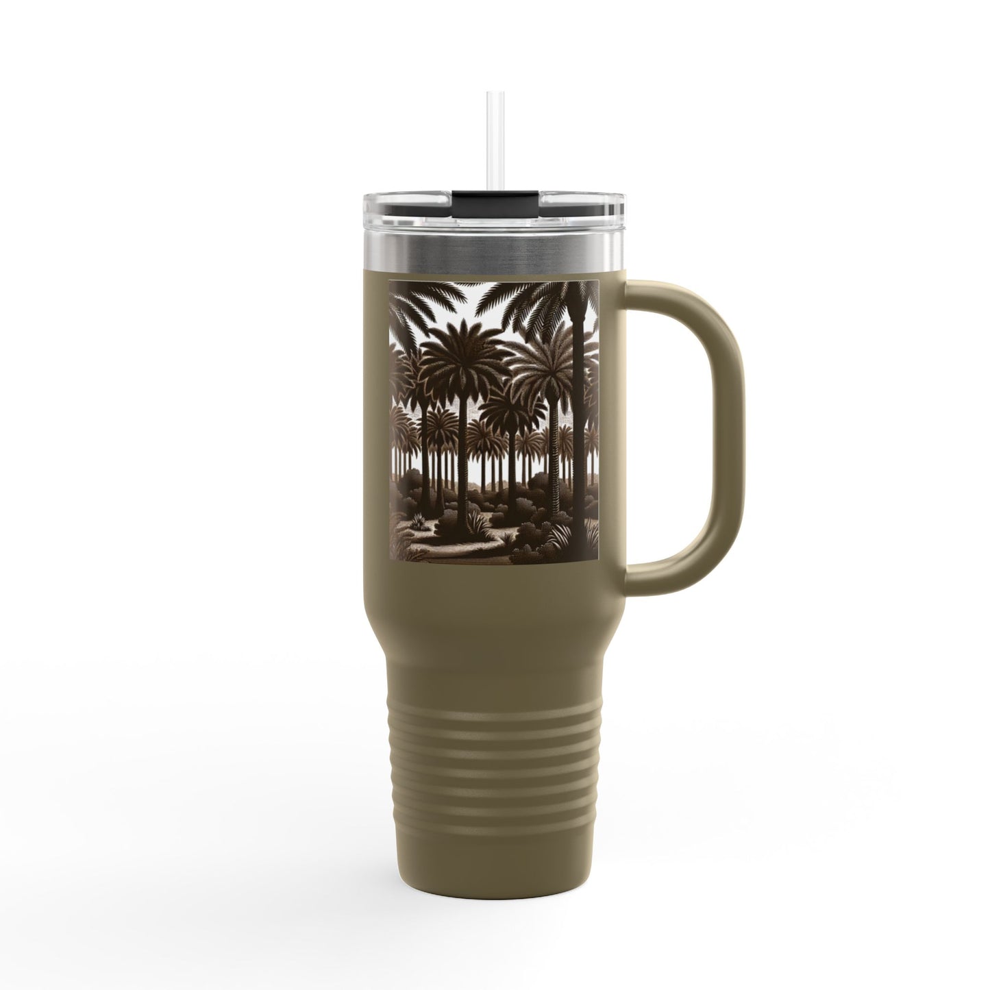 Woodcut Palms Insulated Travel Mug - 40oz - Perfect for Outdoor Adventures