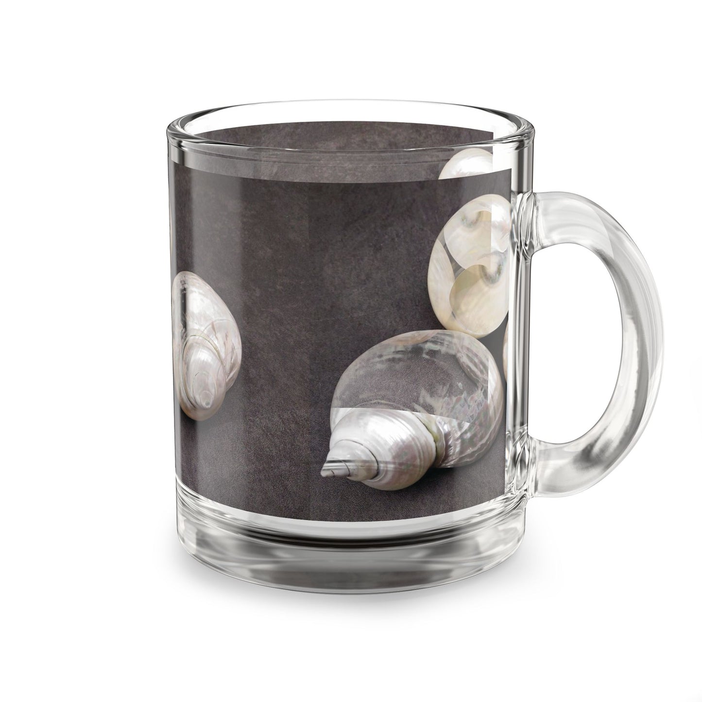 Tropical Glass Mug - 10oz Coffee Cup / White Nautilus Trio