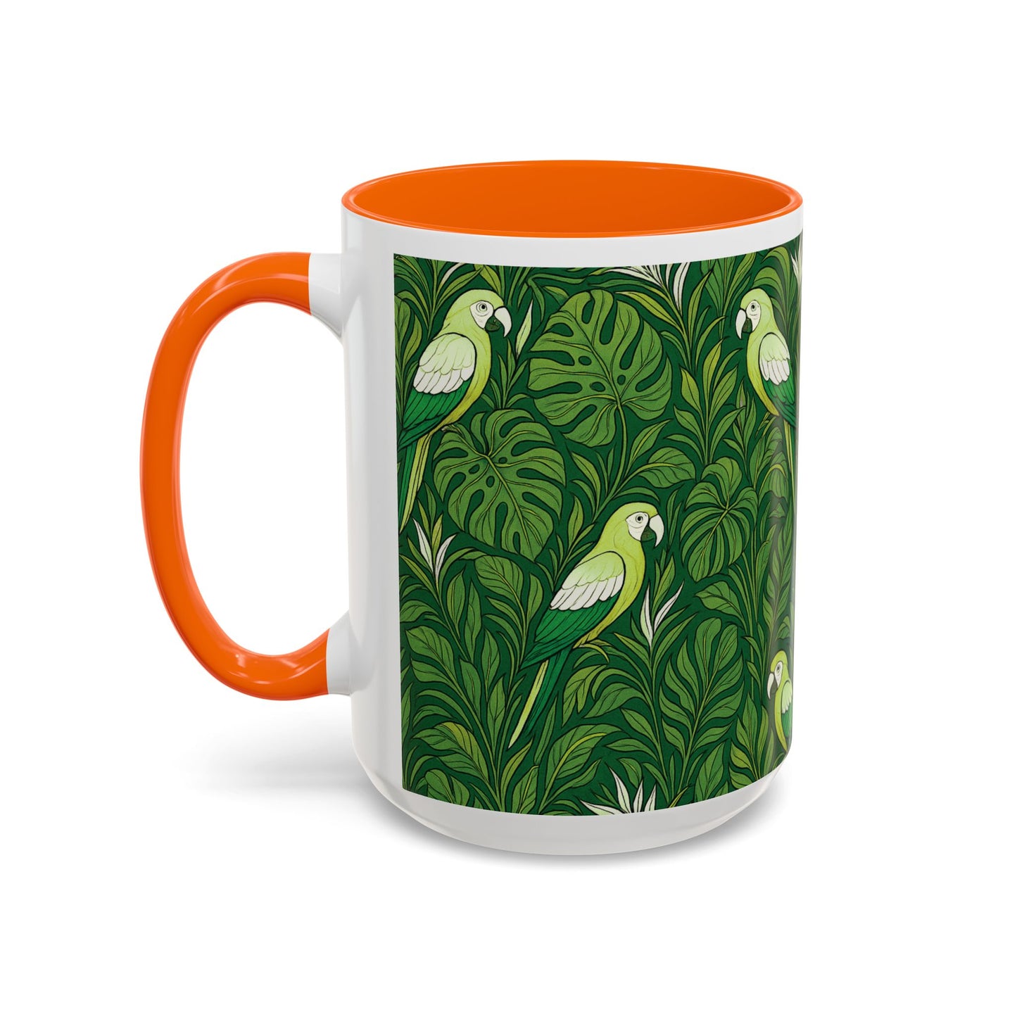Accent Coffee Mug (11, 15oz), 8 Colors - Parrot Family, Lime