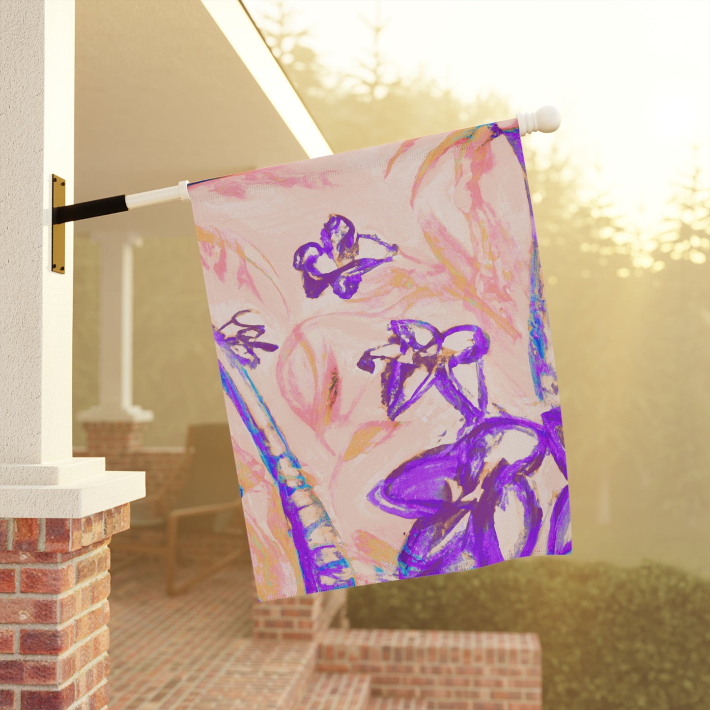 Tropical Garden Flag  - Perfect for Outdoor Decor / Tropical Doodles, Peach
