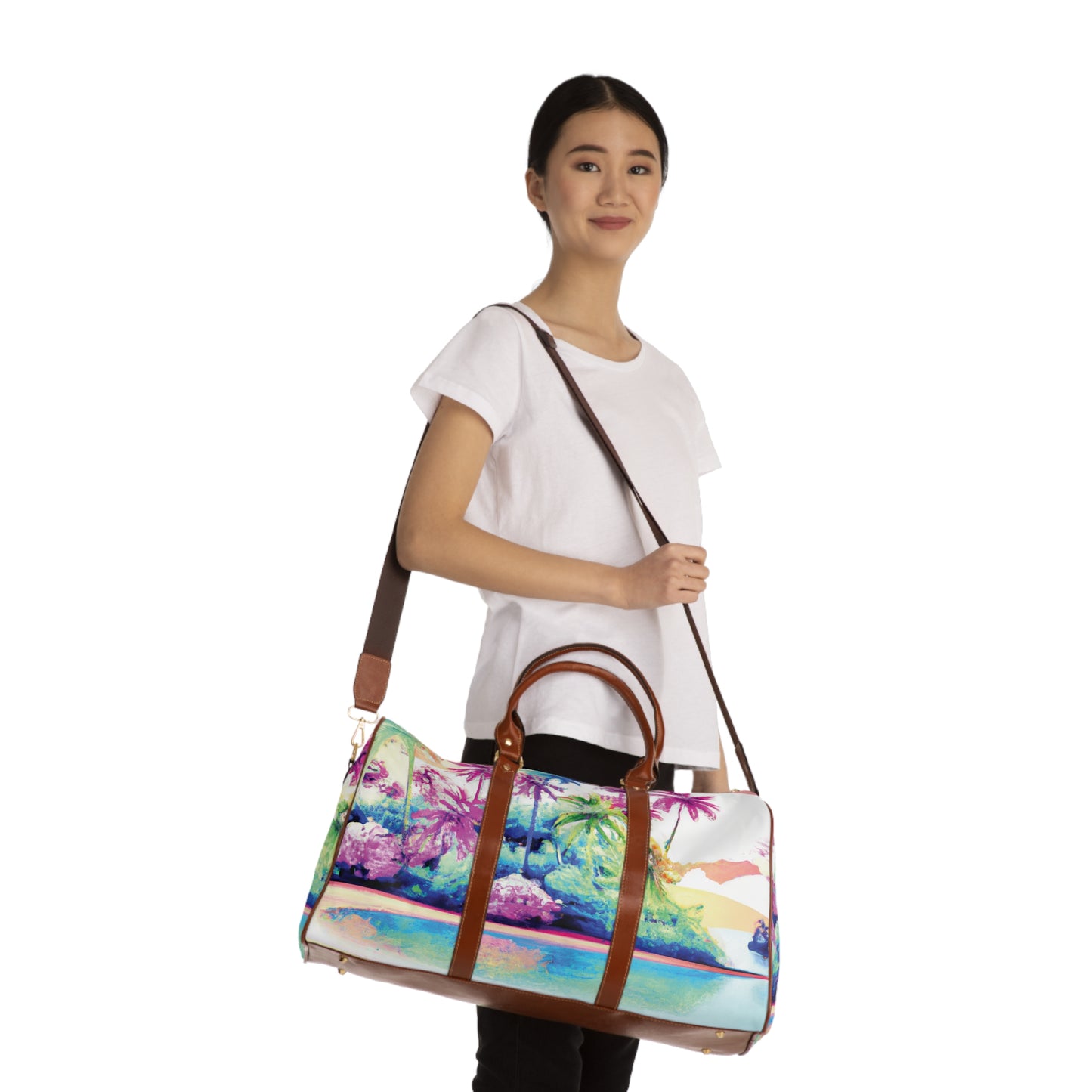 Tropical Waterproof Travel Bag - Perfect for Beach Getaways / Watercolor Beach