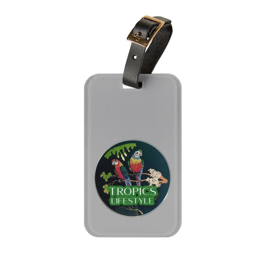 Luggage Tag - Two Brazilian Parrots, lt. grey