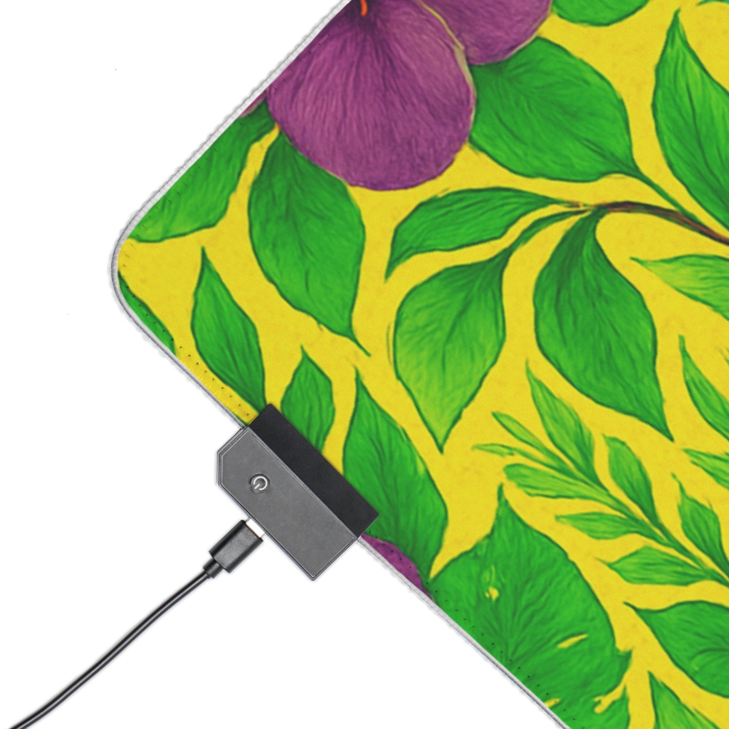 LED Gaming Mouse Pad With Vibrant RGB Lighting, 4 Sizes / Midnight Flower Yellow