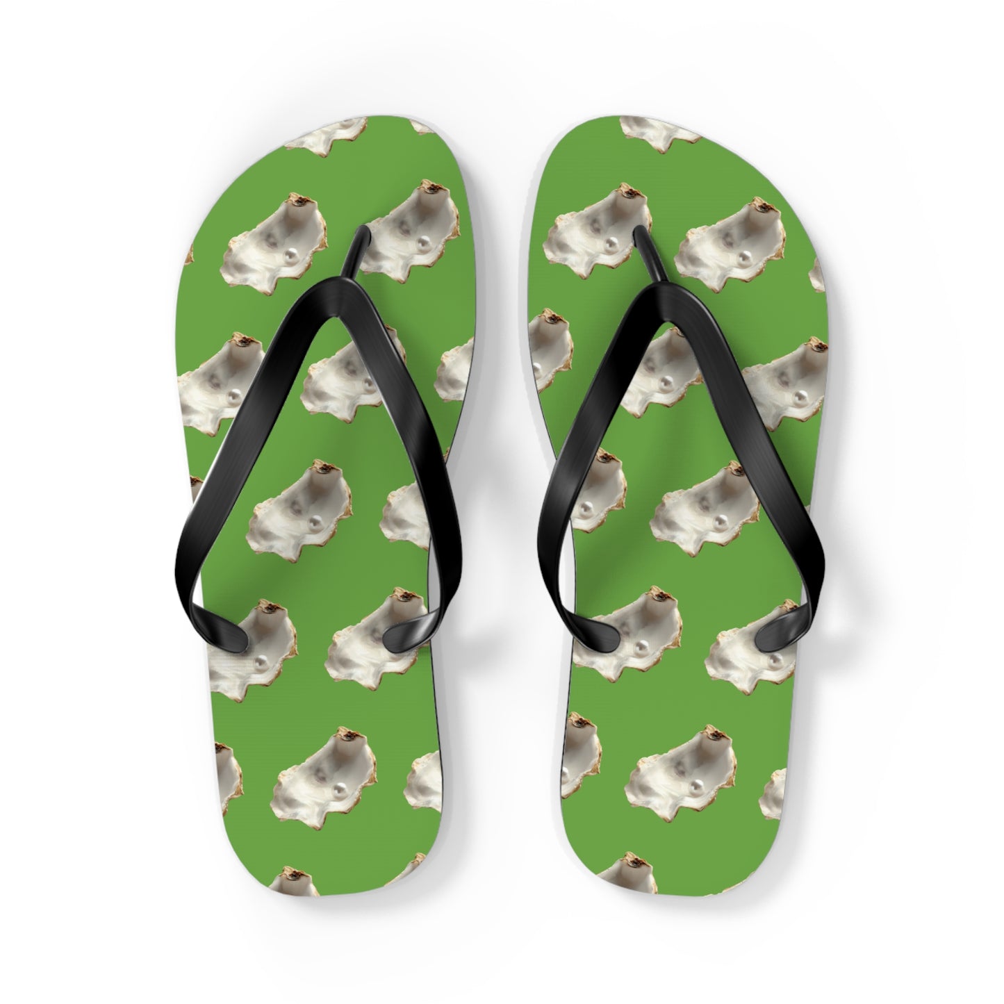 Flip Flops - White Pearl Oyster, green