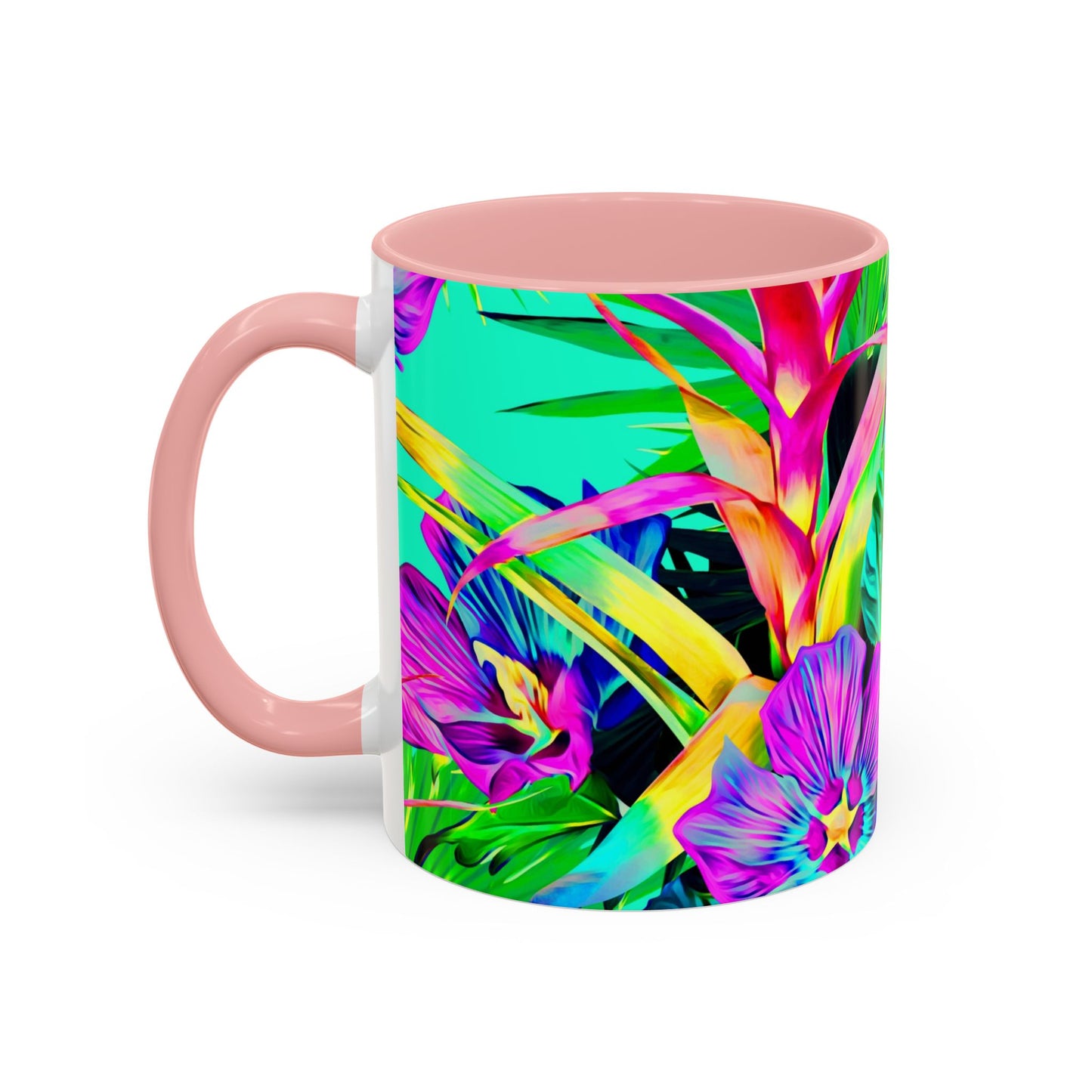 Accent Coffee Mug (11, 15oz), Plant Palooza, turquoise / Various Colors