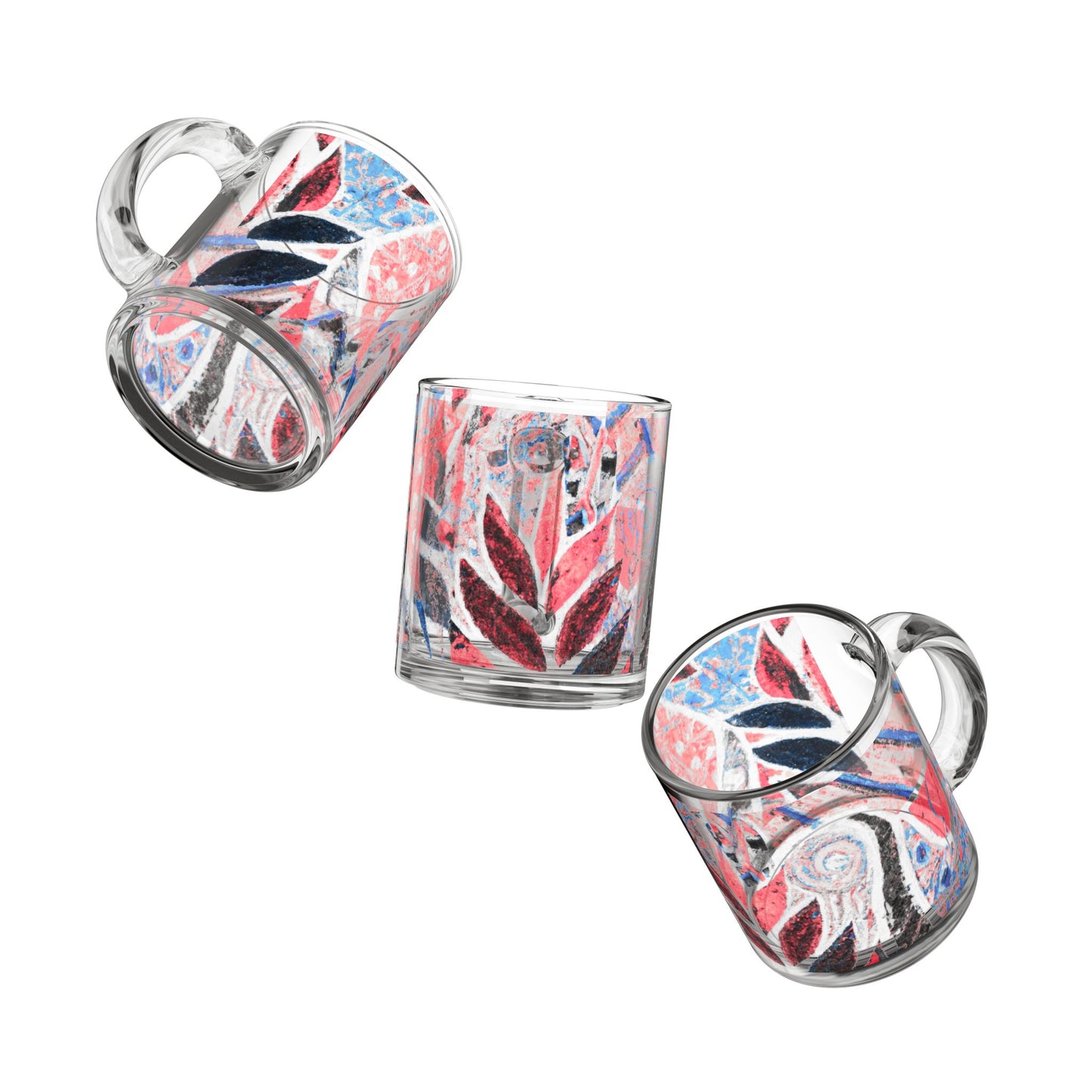 Tropical Glass Mug - 10oz Coffee Cup / Amazon Whimsy, Red