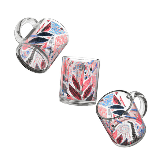 Tropical Glass Mug - 10oz Coffee Cup / Amazon Whimsy, Red