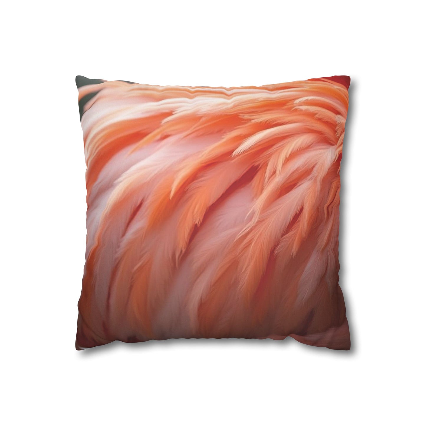 Faux Suede Square Pillowcase - Flamingo Feathers