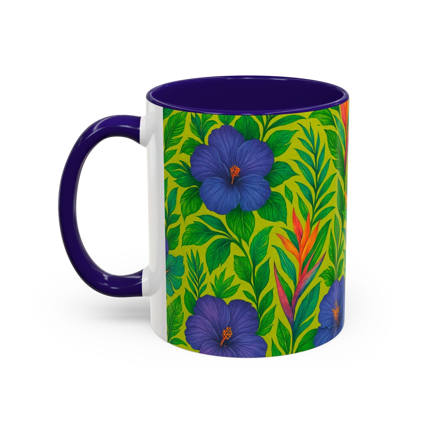 Vibrant Floral Coffee Mug - 11oz & 15oz / Midnight Flower Lime