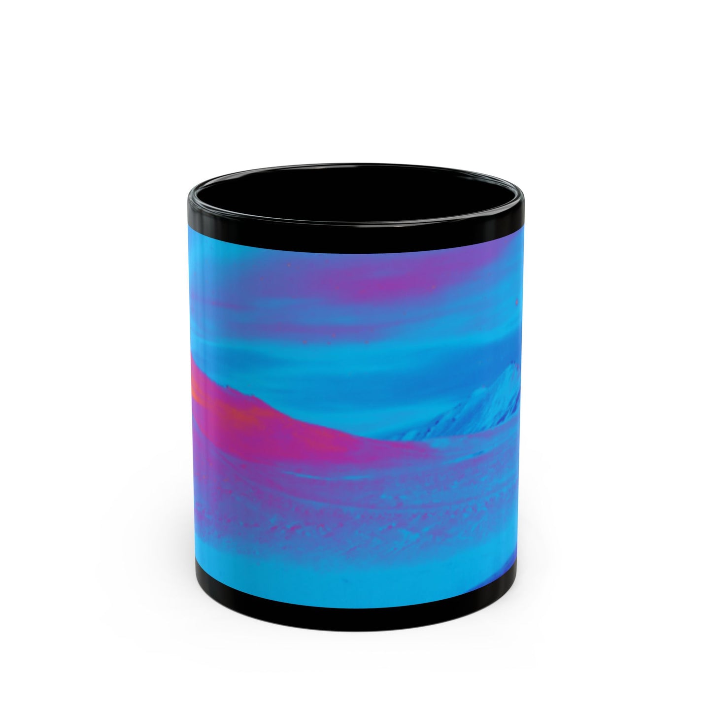 Black Mug (11oz, 15oz), Cold Ocean Lights, Turquoise