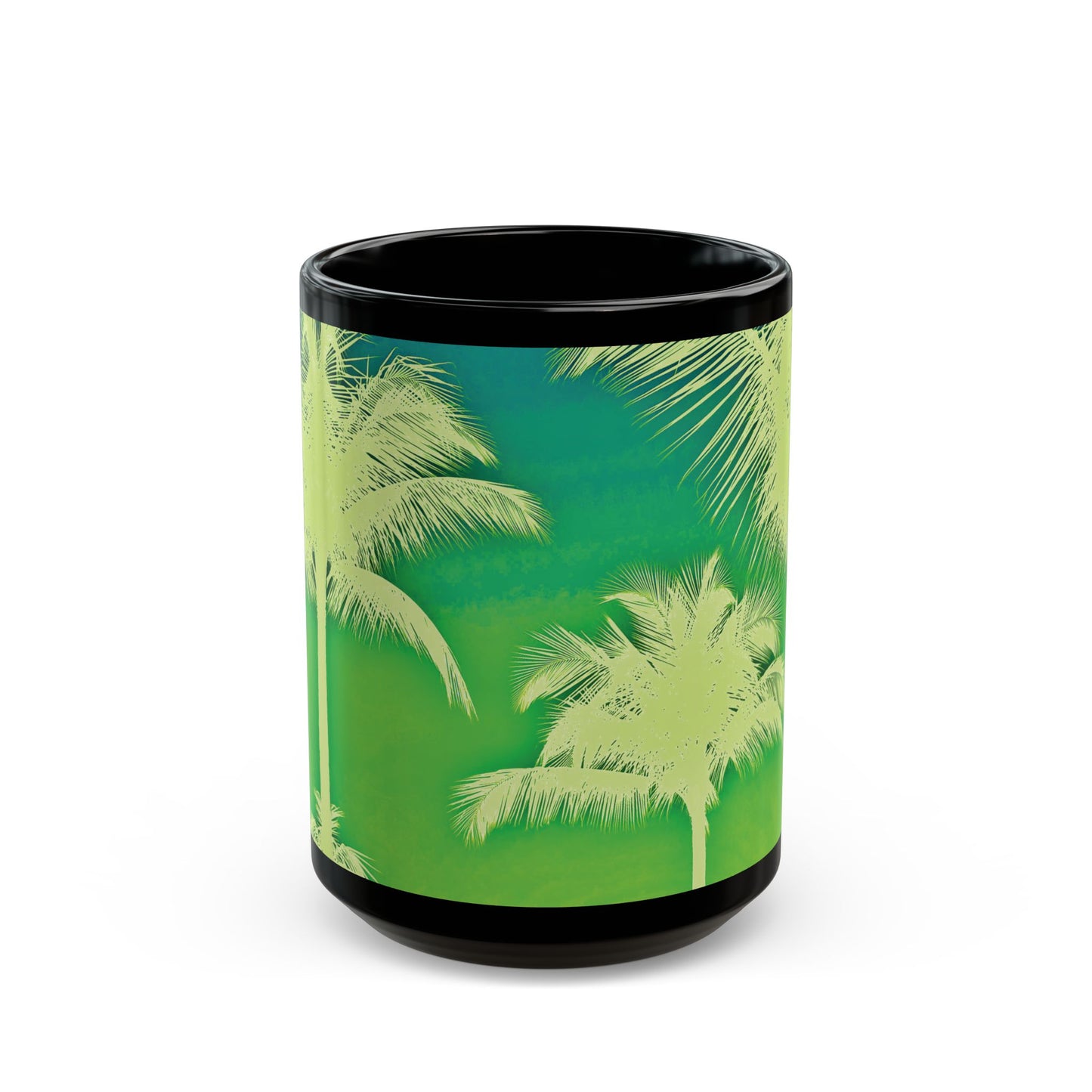 Black Coffee Mug - Palm Glow Green