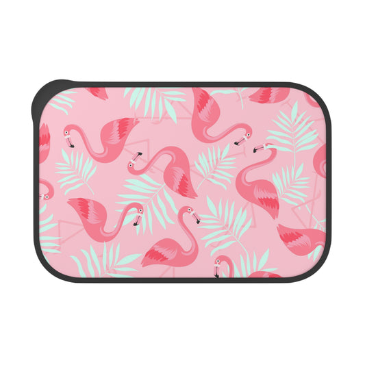 Bento Box with Utensils - Flamingos With White Palms