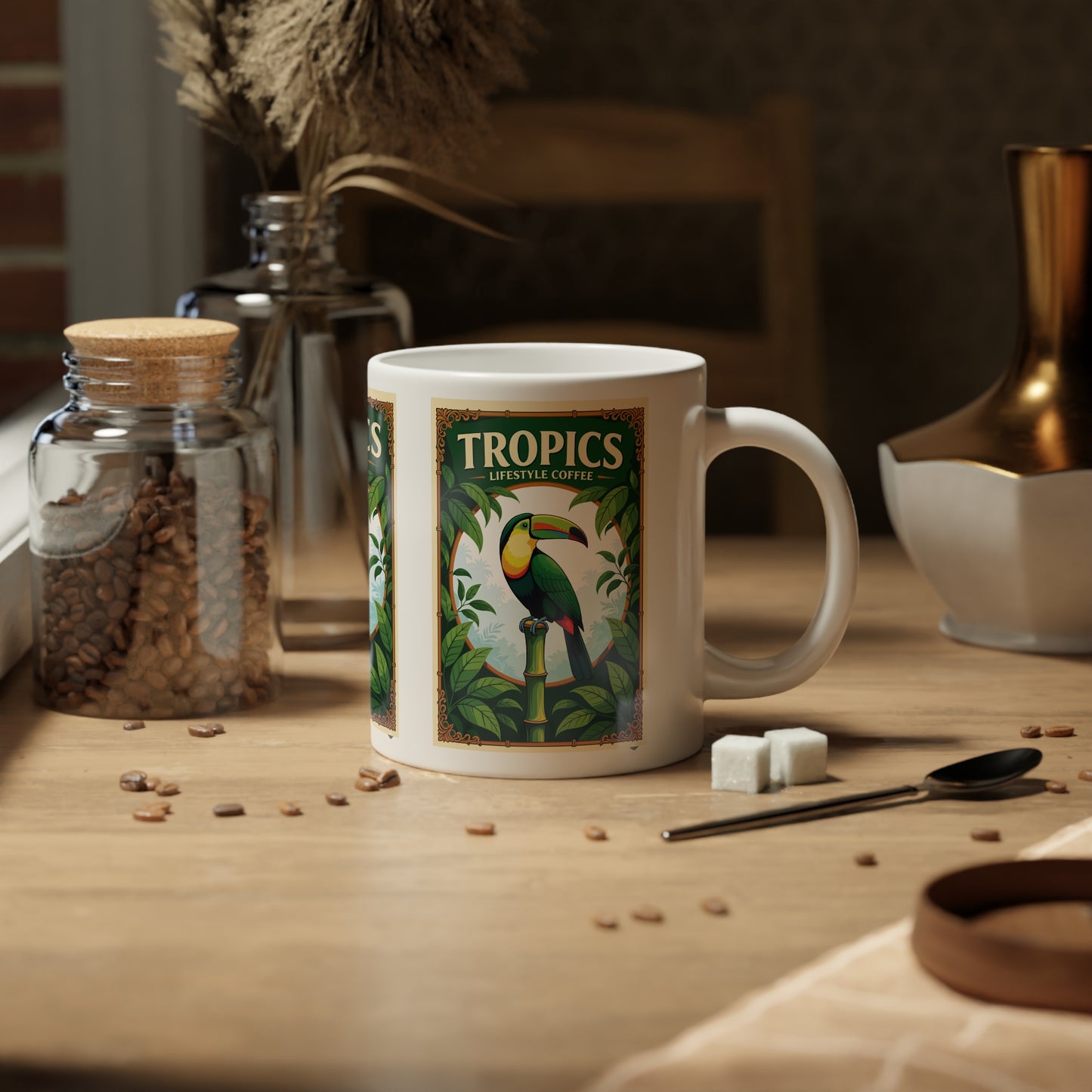 Jumbo Mug, 20oz, Parrot Poster TLCoffee Logo | Tropical Coffee Cup