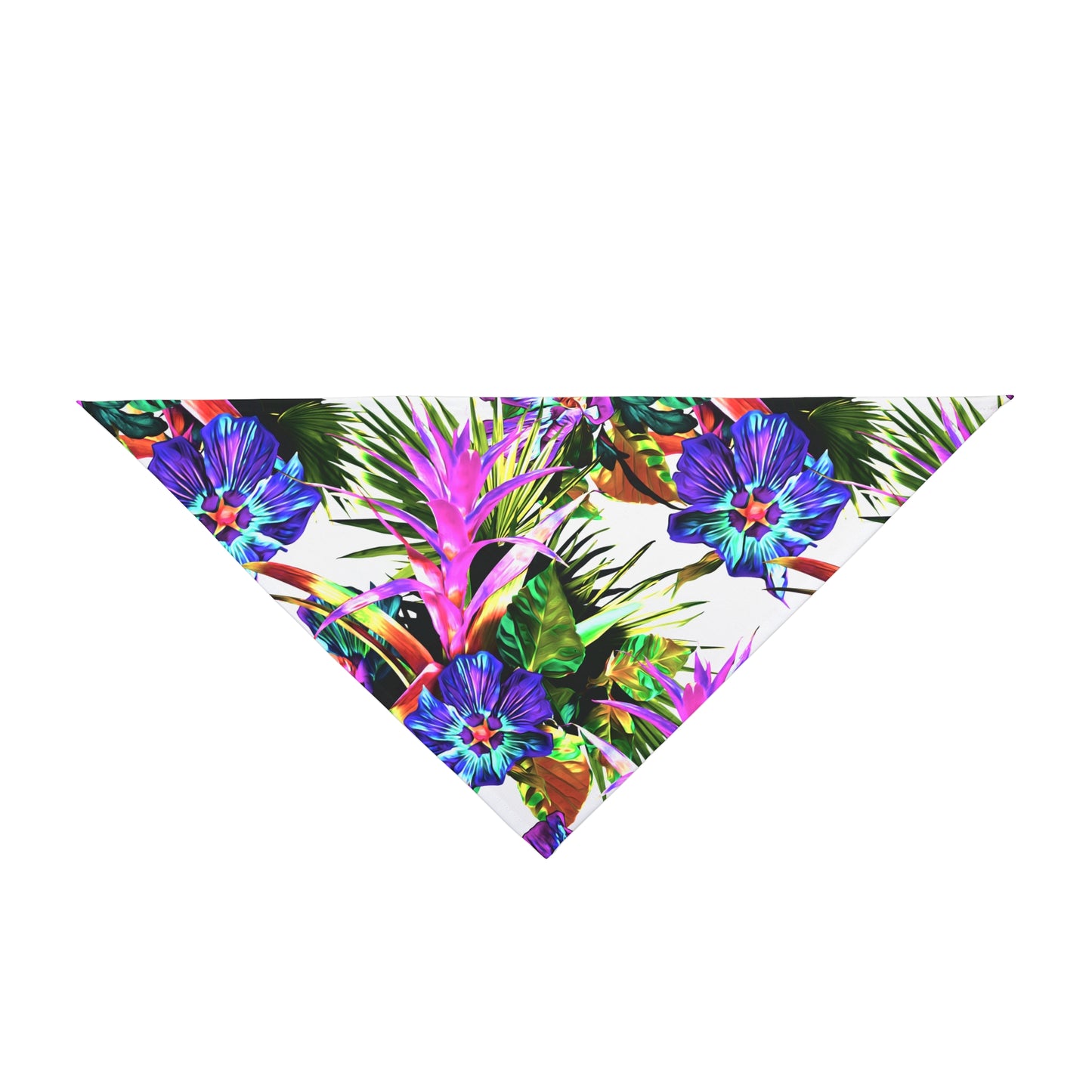 White Plant Palooza Tropical Pet Bandana, 2 Sizes - Stylish accessory for dogs & cats