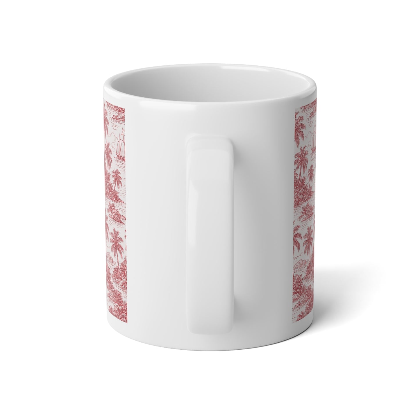 Jumbo Mug, 20oz, Faraway Toile Red | Tropical Coffee Cup