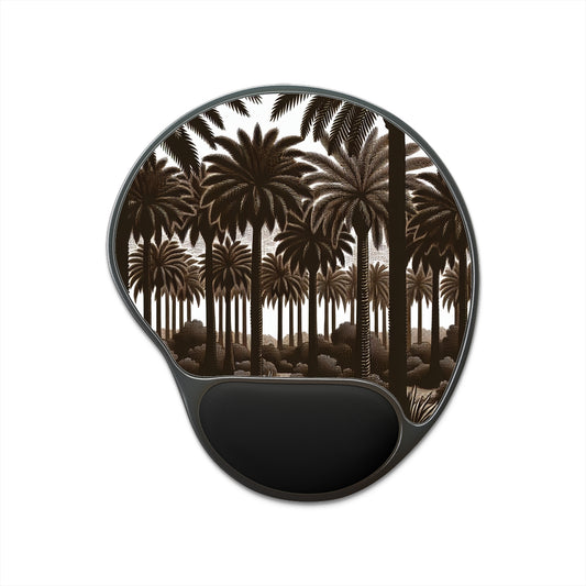 Mouse Pad With Wrist Rest, Woodcut Palm Grove