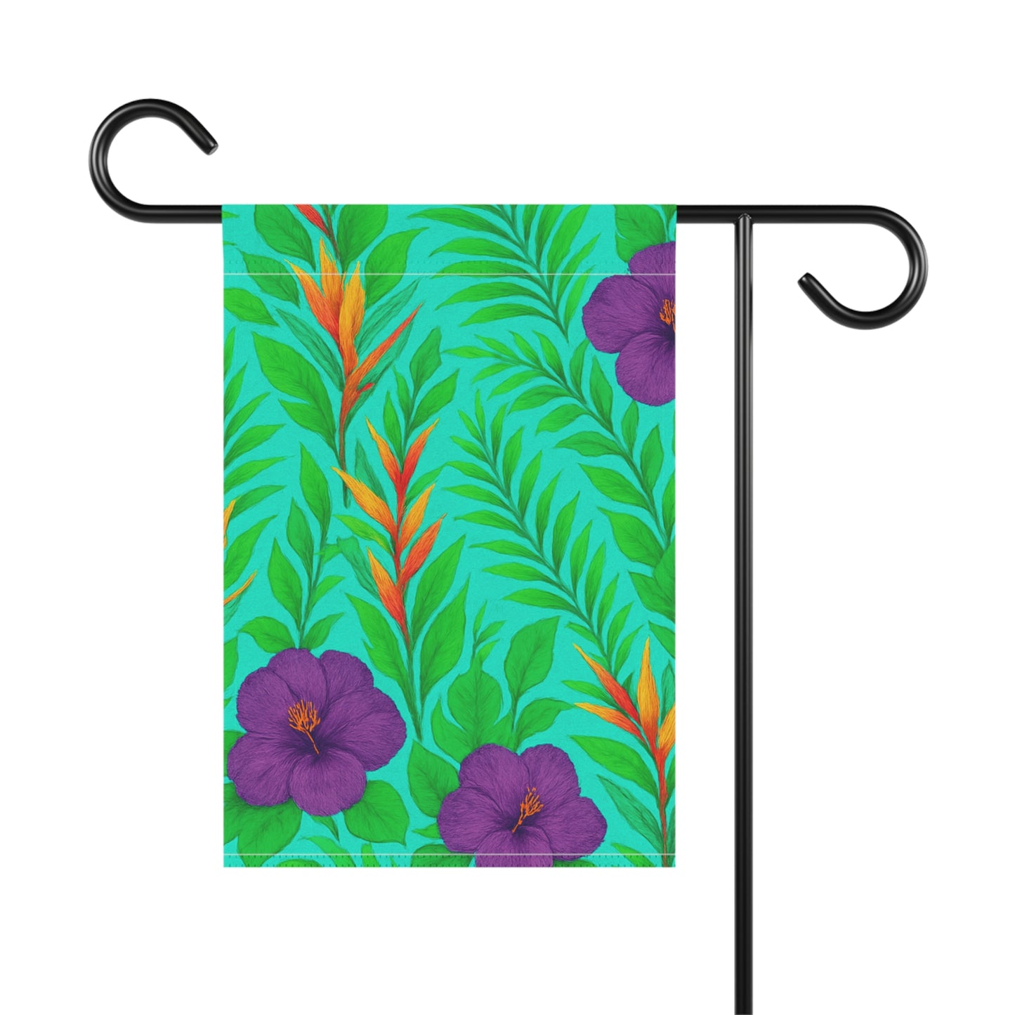 Tropical Garden Flag - Perfect for Outdoor Decor / Midnight Flower, Turquoise