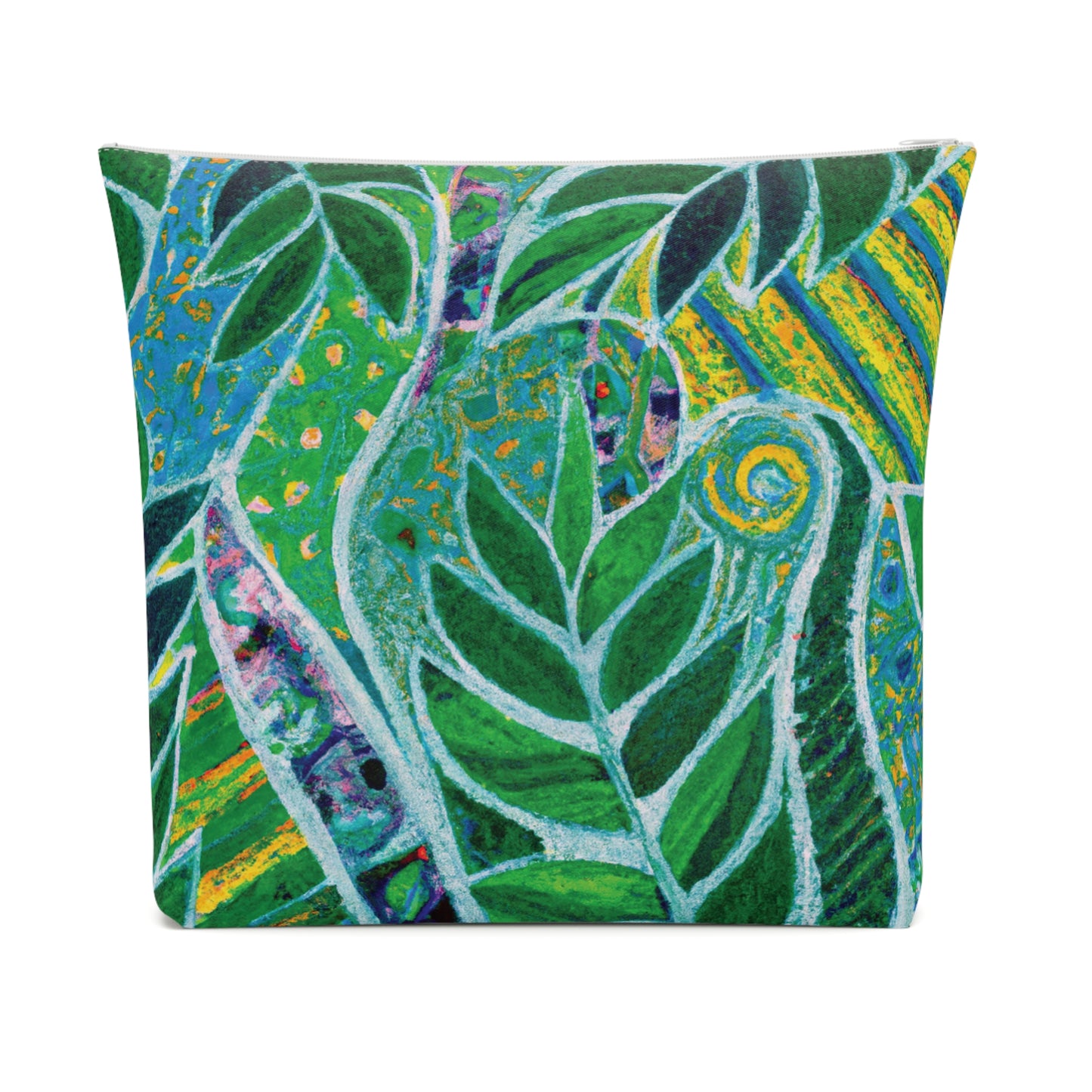 Tropical Cotton Cosmetic Bag, Makeup Pouch, 5 Sizes / Amazon Whimsy, Green