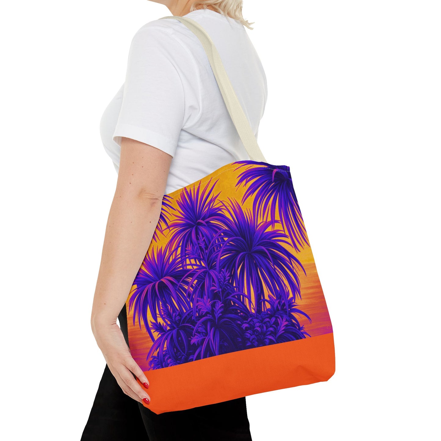 Tiny Palm Island Pop/Orange Tote Bag - 3 Sizes