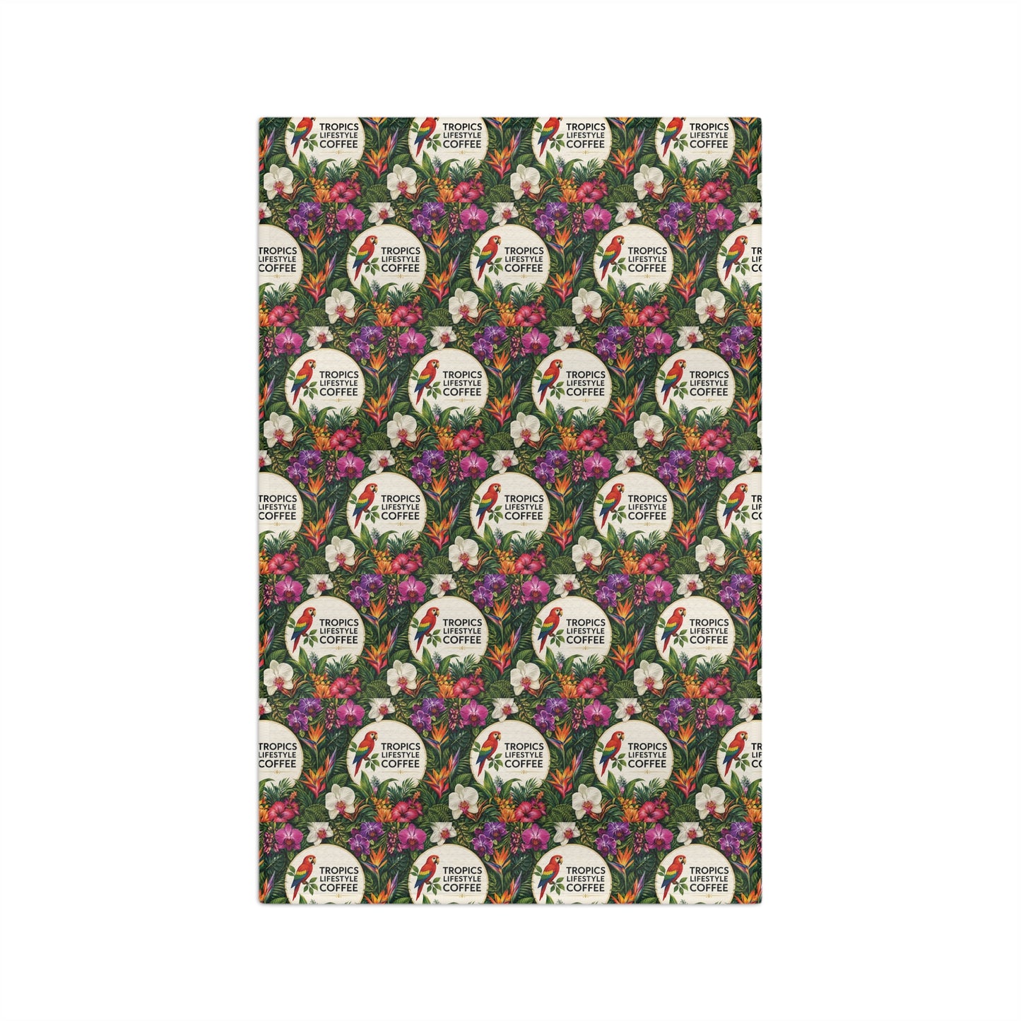 Microfiber Coffee/Tea Kitchen Towel - Tropics Lifestyle Coffee, Lush Pattern