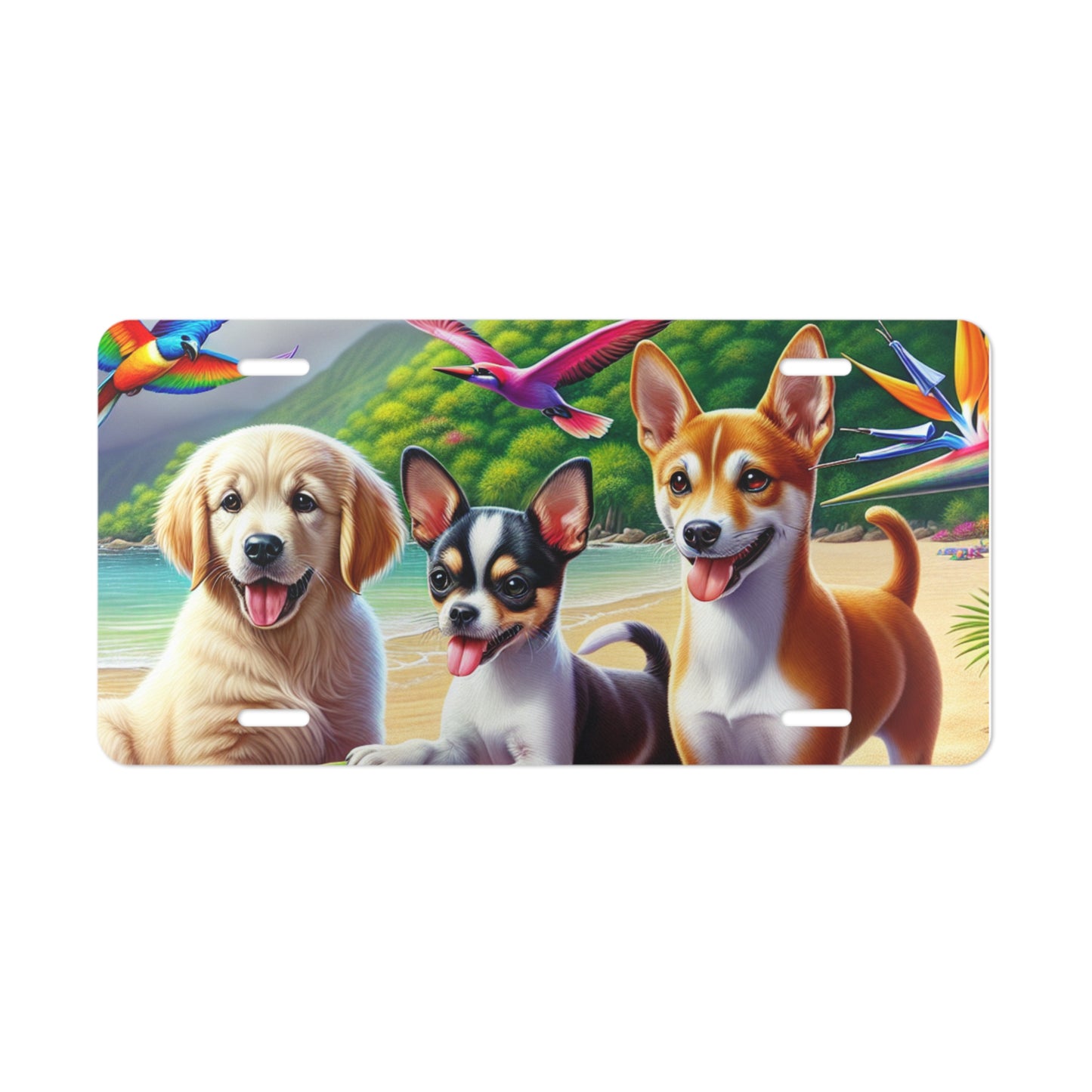 Beach Dog Party Vanity Plate - for Cars, Trucks, and Decor