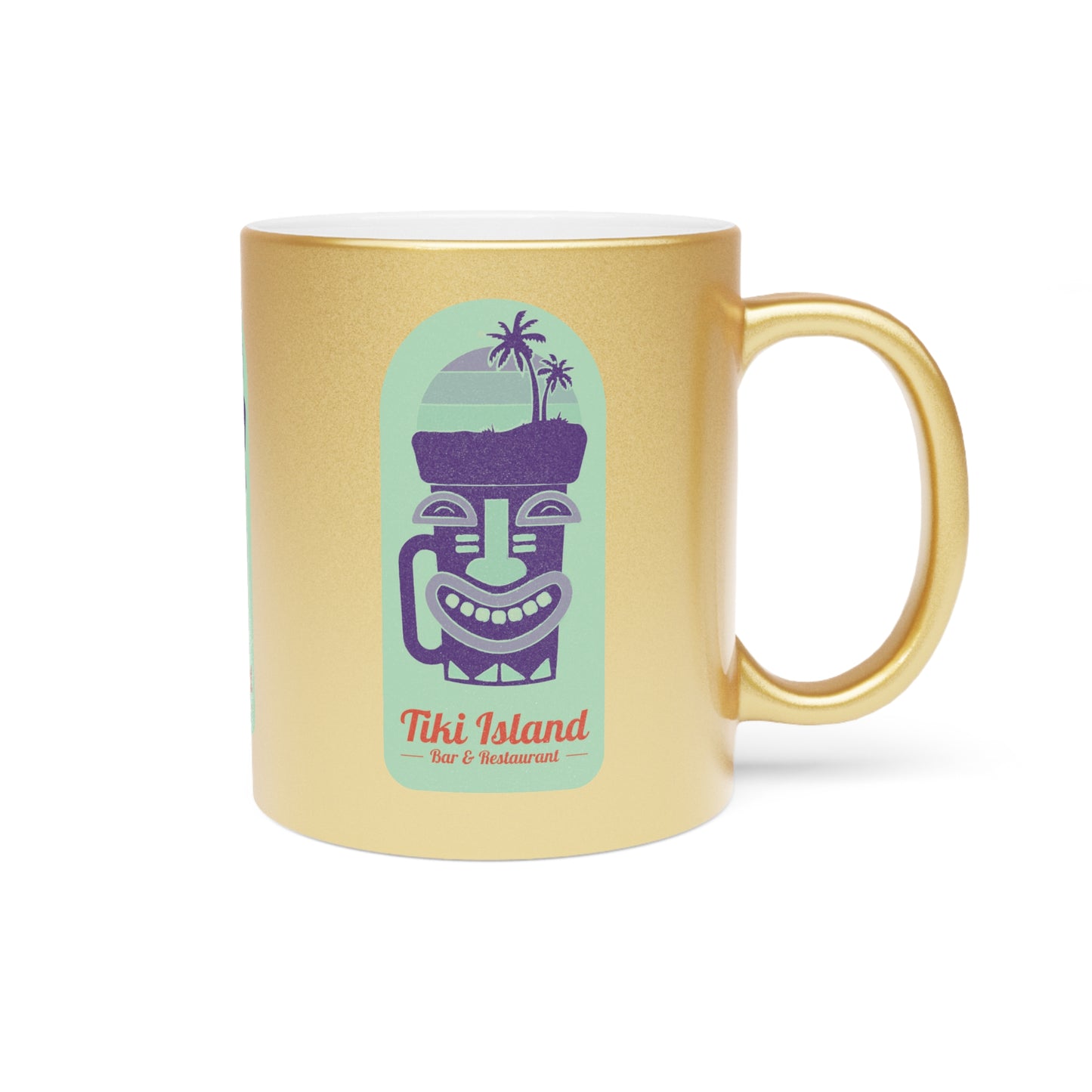 Tiki Island Metallic Mug - Stylish Silver/Gold Coffee Cup for Tropical Vibes, Green