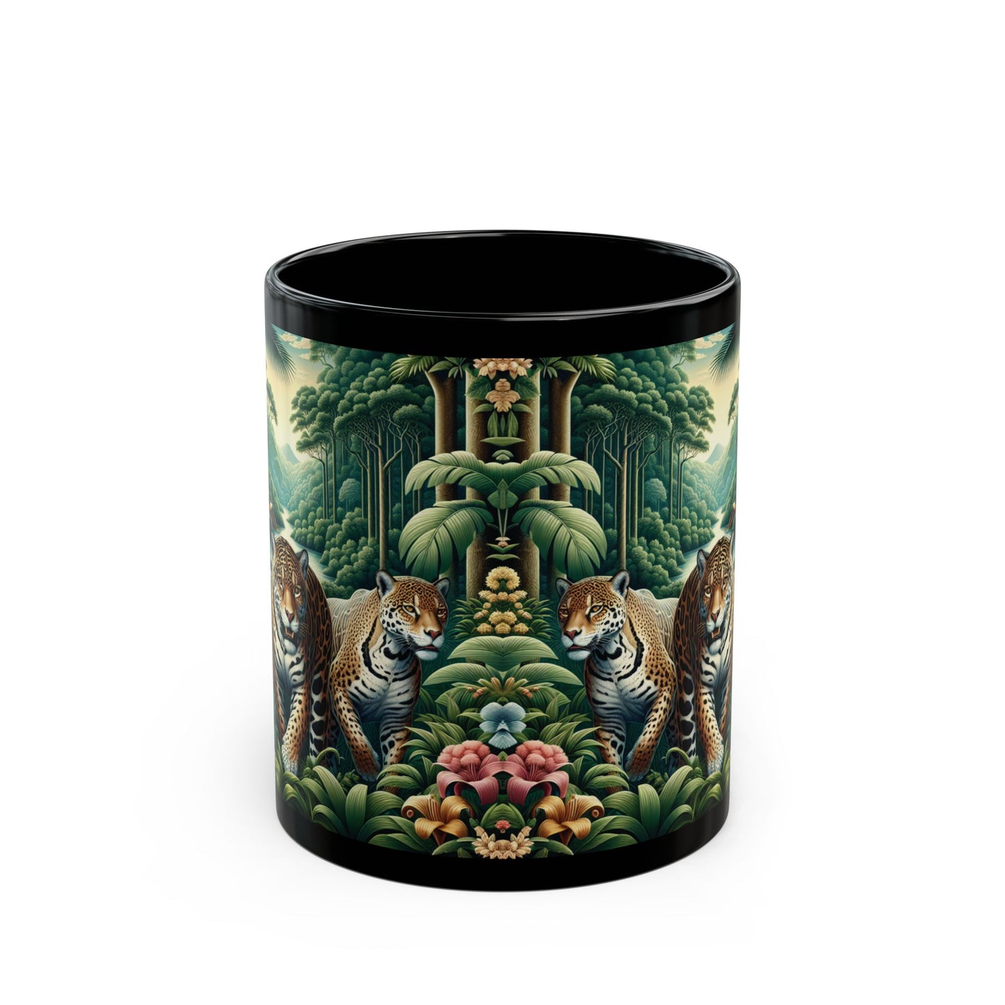 Black Coffee Mug - Rainforest Big Cats