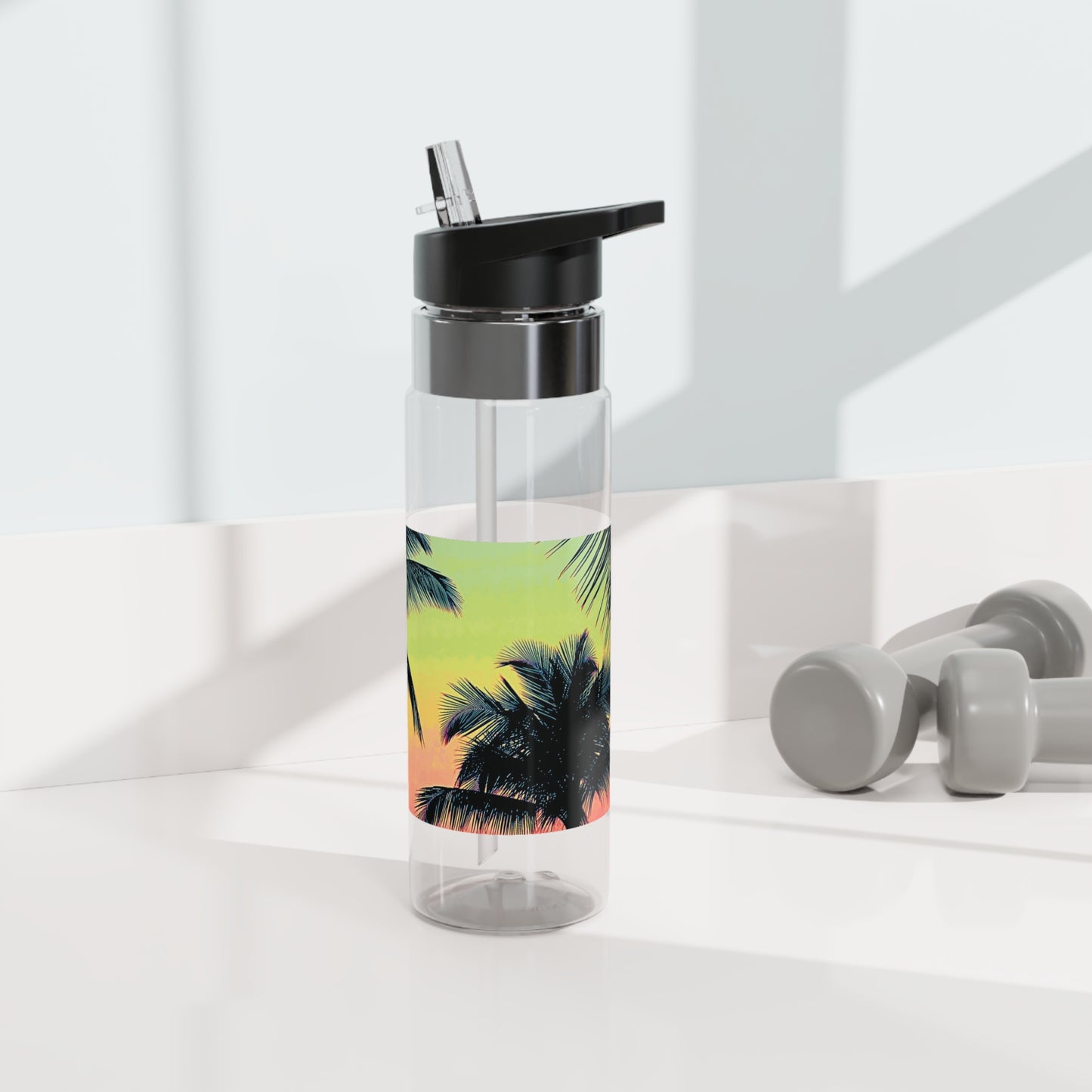 Tropical 20oz Tritan Sport Water Bottle -  Leakproof, Lightweight, BPA-Free / Palm Glow Sangria