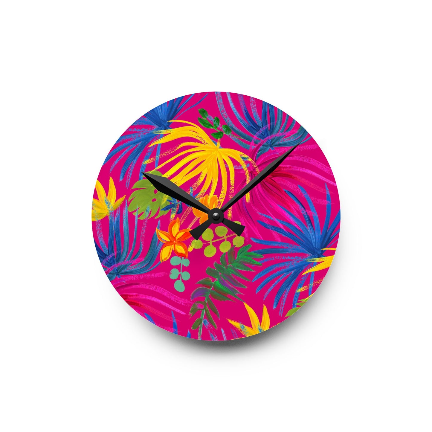 Acrylic Wall Clock, Exotic Flora