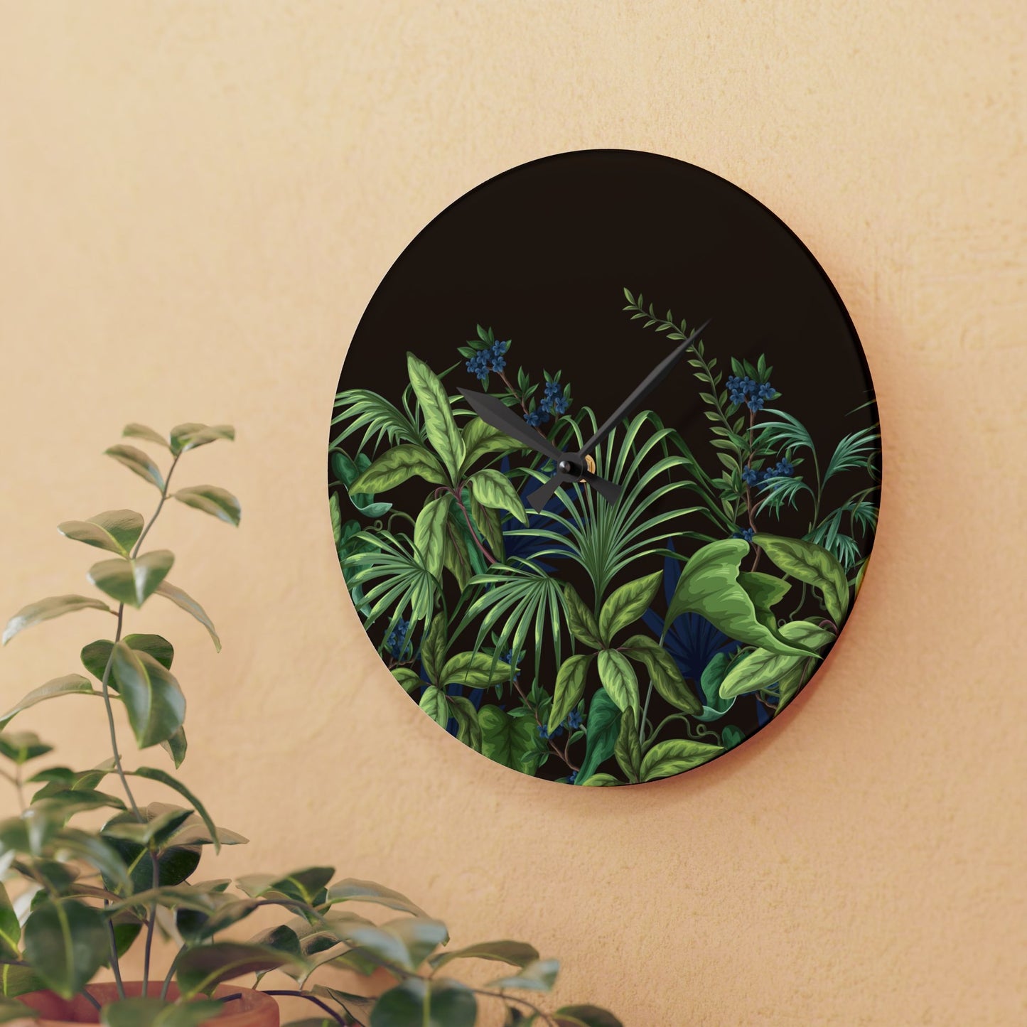 Acrylic Wall Clock, Midnight Jungle