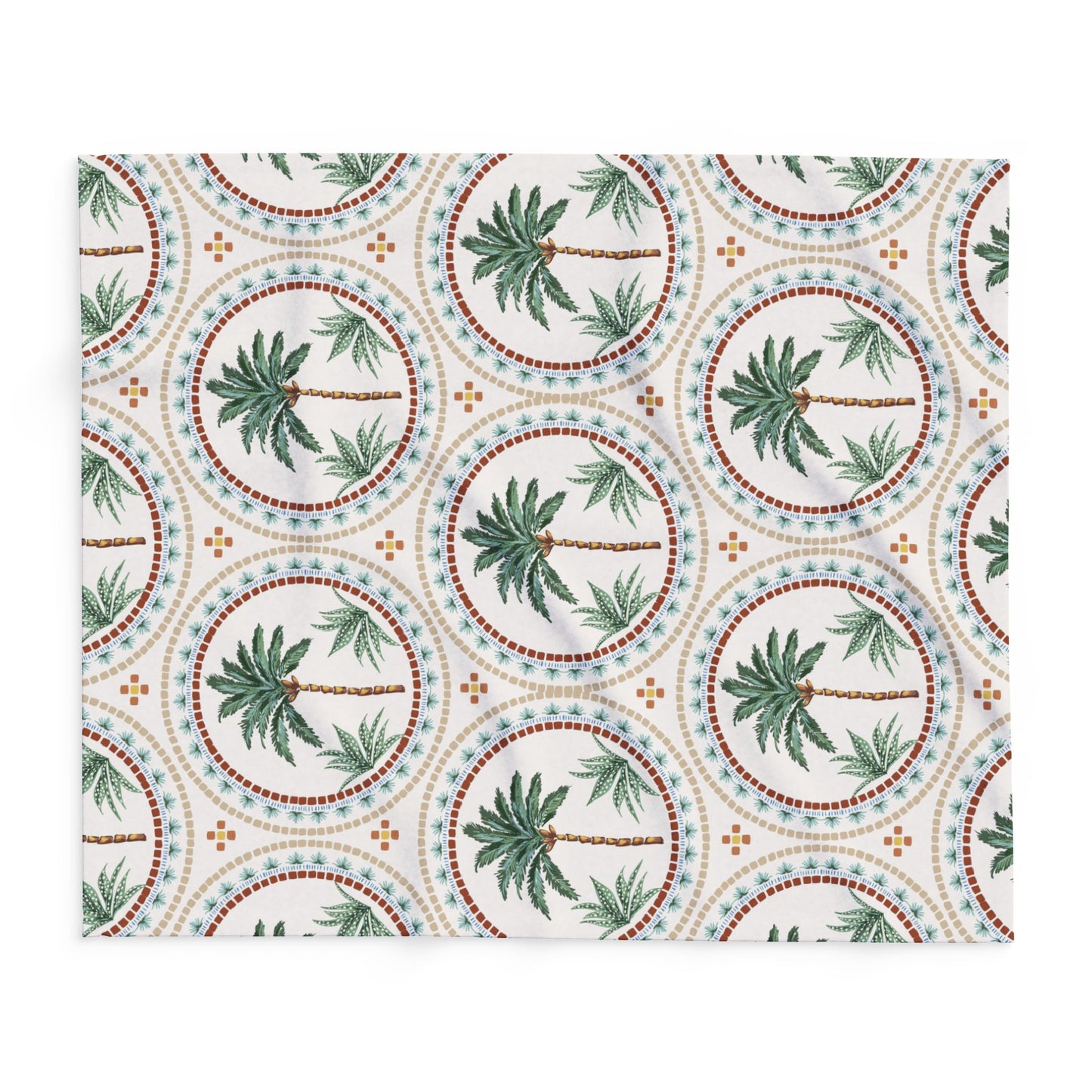 Mosaic Palms Fleece Blanket - Colorful Tropical Design