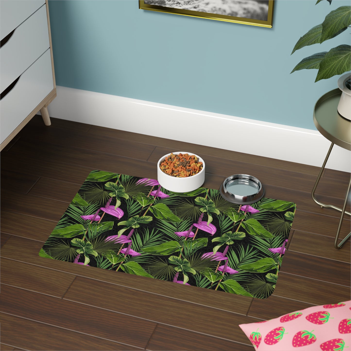 Pet Food Mat (12x18) - Anthurium and Palm