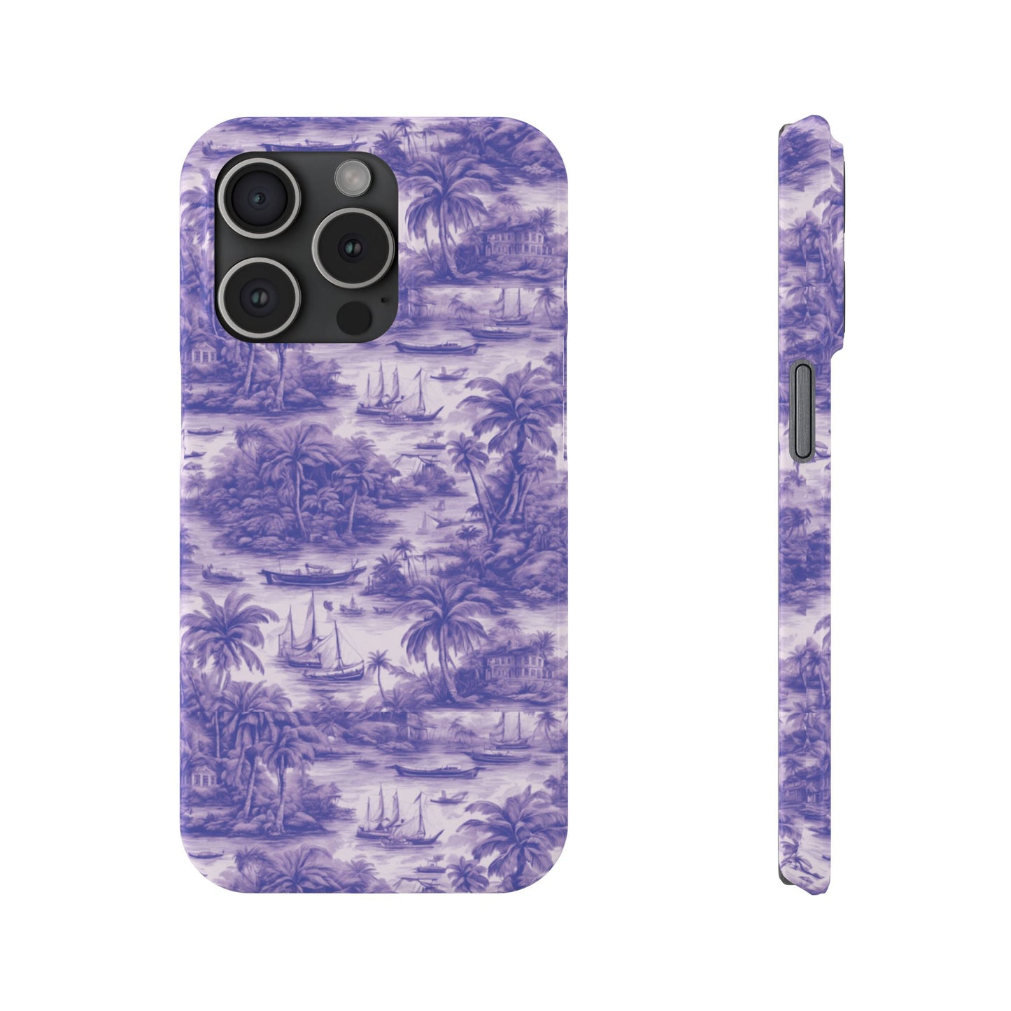 Slim Phone Cases - Tropical Toile #1, purple