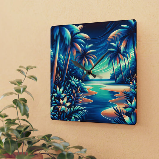 Acrylic Wall Clock, Neon Paradise