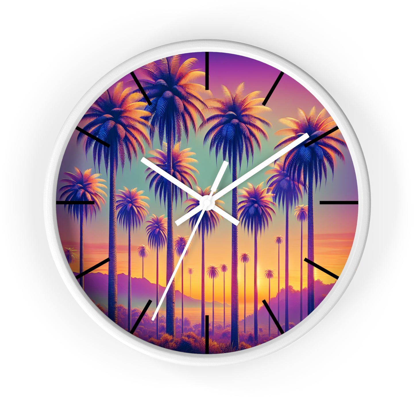 Wall Clock, Sunset Palms, Hands/Base Color Variants