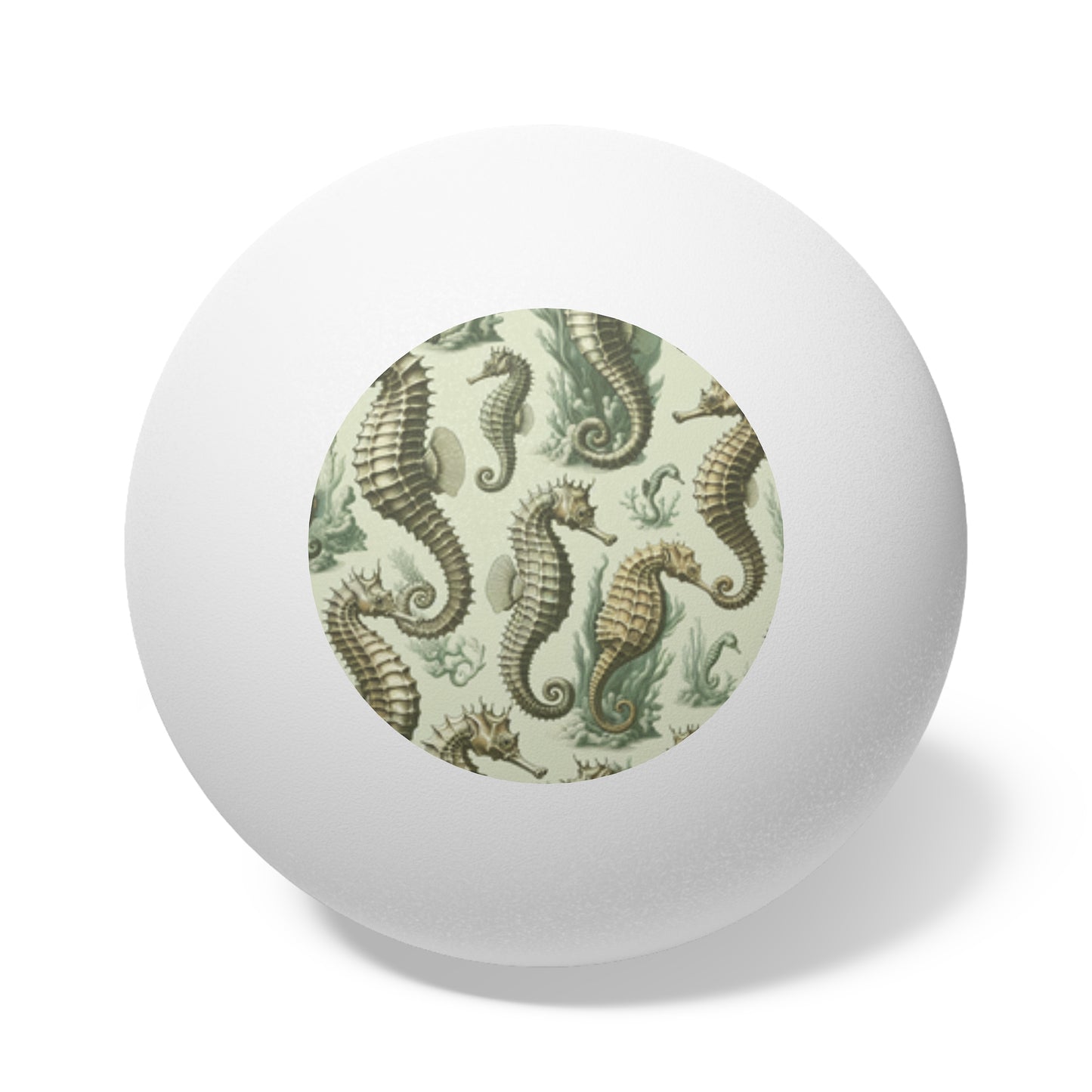 Tropical Ping Pong Balls - 6 Pack with Green Toile Seahorses