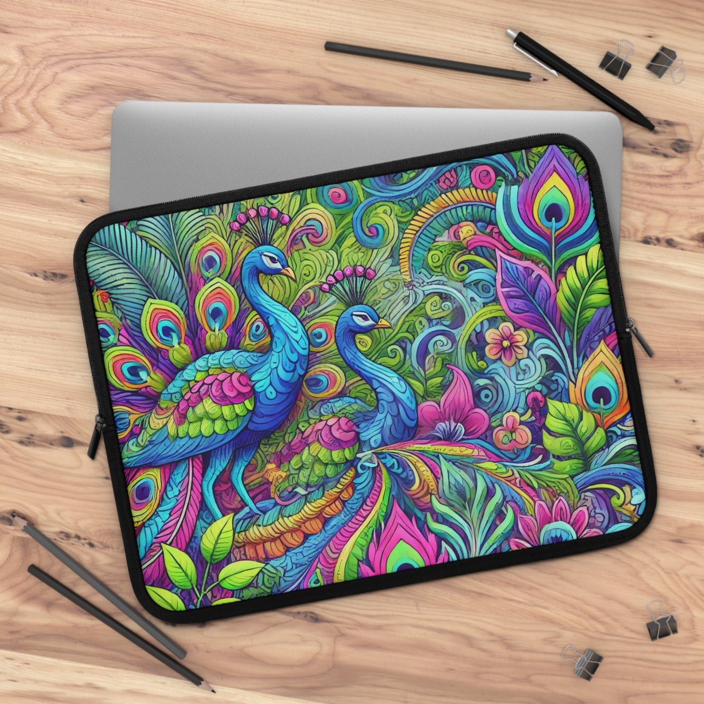 Tropical Laptop Sleeve, 5 Sizes - Perfect for Beach Lovers & Students / Rainforest Peacocks POP