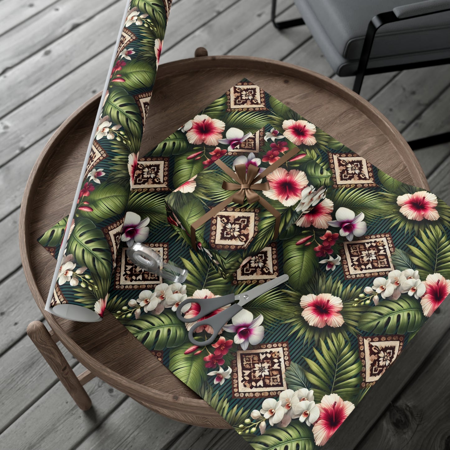 Wrapping Paper - Tropical Gift Wrap for All Occasions / 3 Sizes, 2 Finishes / Tiki Orchids