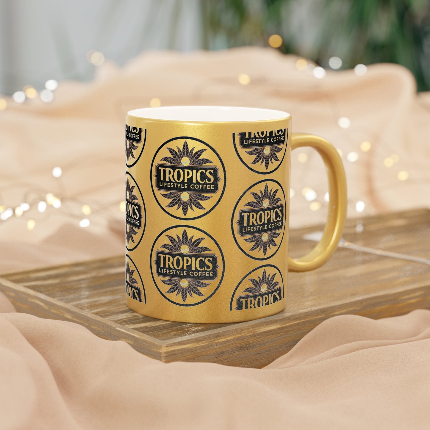 Tropical Metallic Mug, Gold or Silver - Tropics Lifestyle Coffee Logo