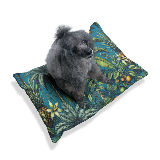 Pet Bed - Cozy and Fun Dog or Cat Bed for Beach Lovers / Tropical Fruit Blue