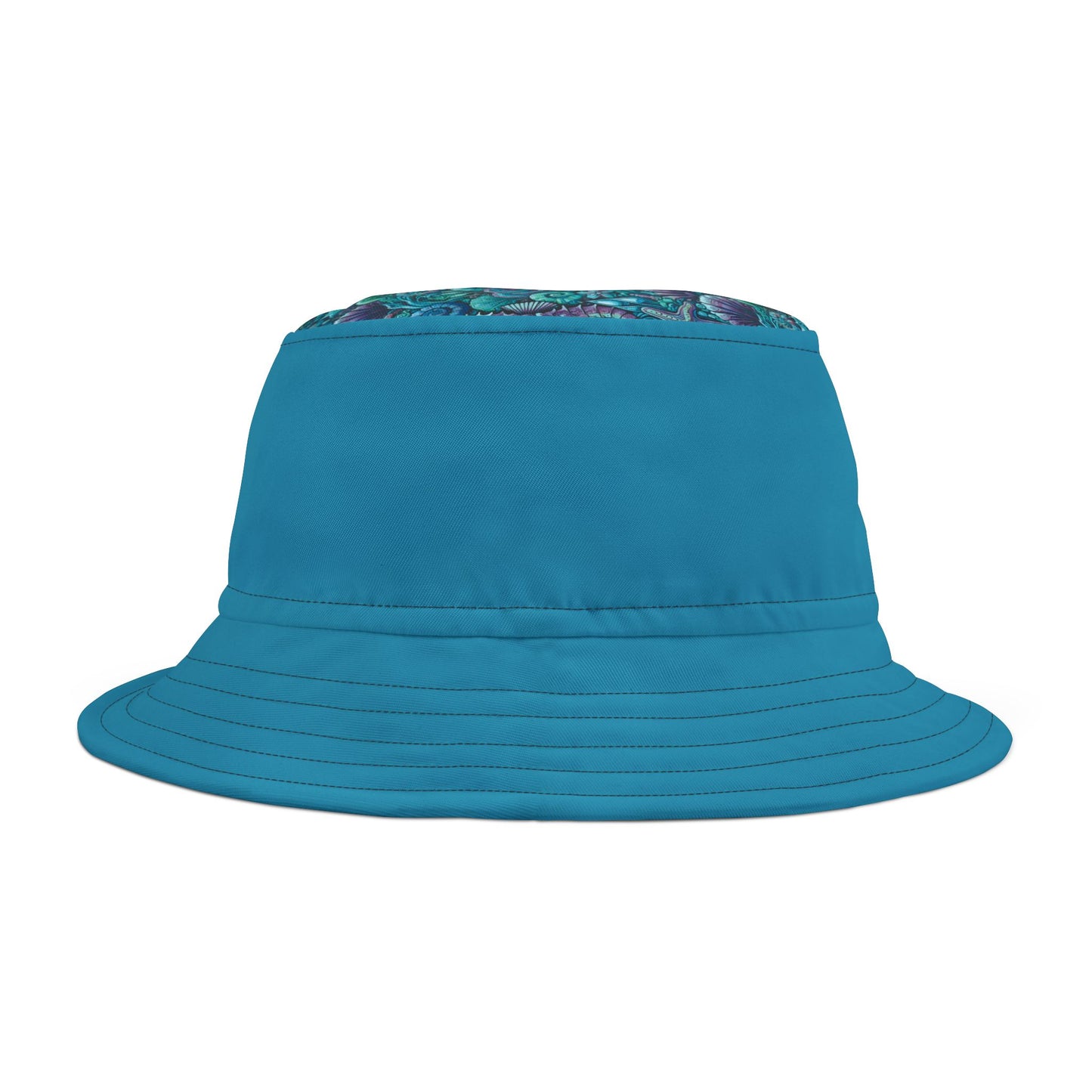 Tropical Polyester Bucket Hat, 2 Sizes - Seahorses Turquoise