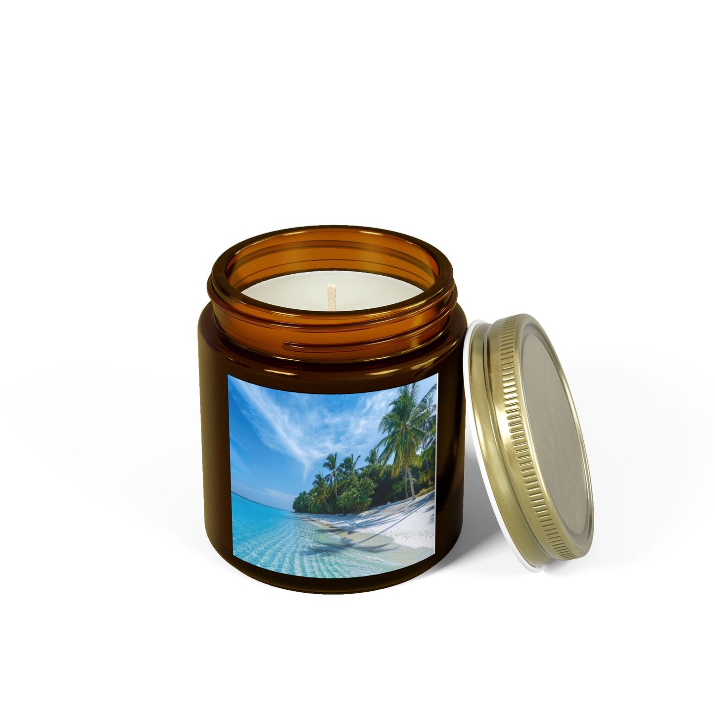 Scented Candles, Coconut Apricot Wax (4oz, 9oz) - Calming Private Beach