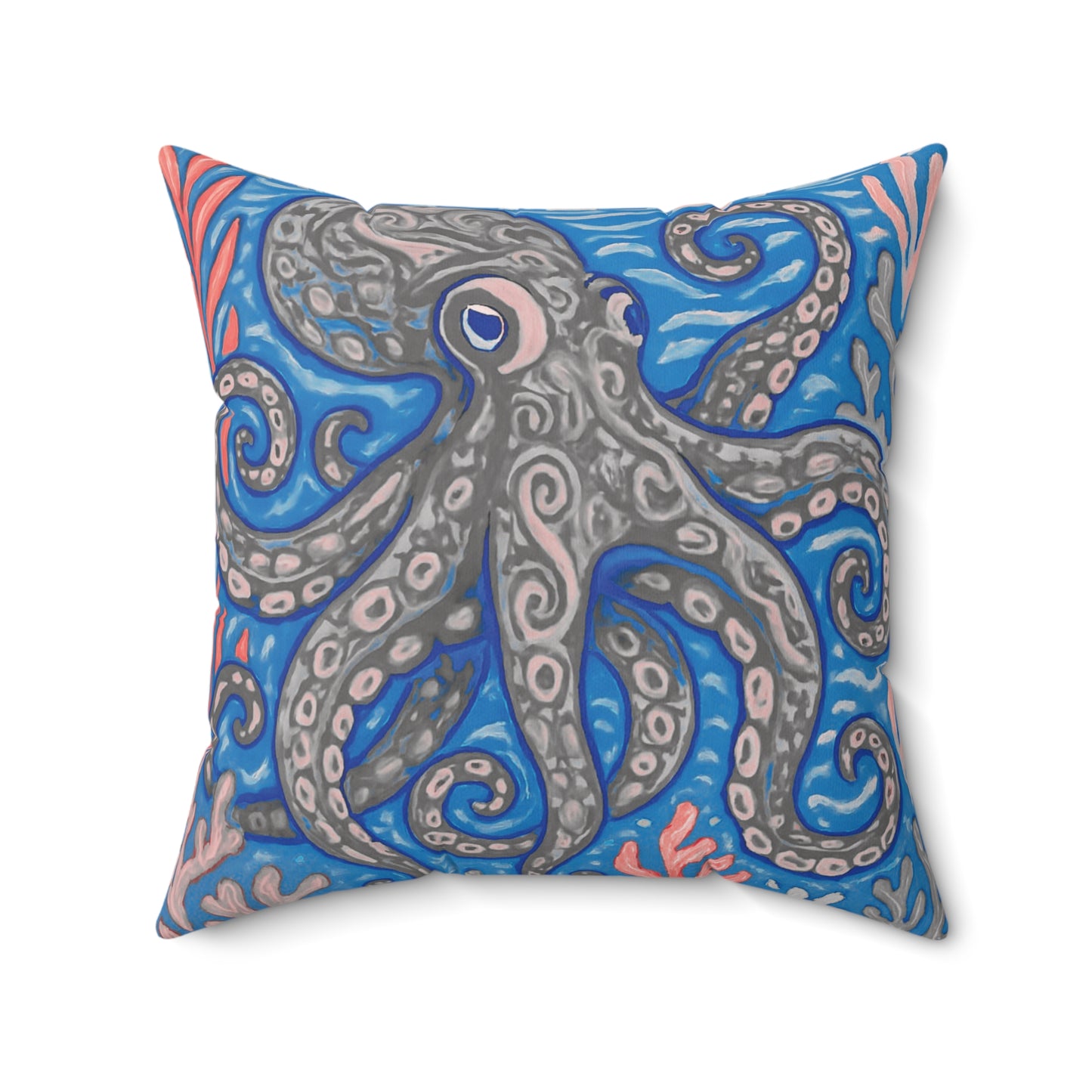 Decorative Pillow - Accent Cushion, 4 Sizes / Octopus Kraken Joe, Slate