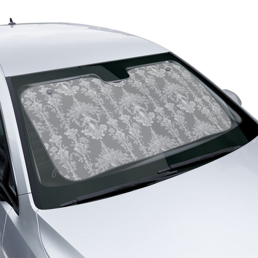 Tropical Car Sun Shades / Pearl Lady Tropical Toile, Slate