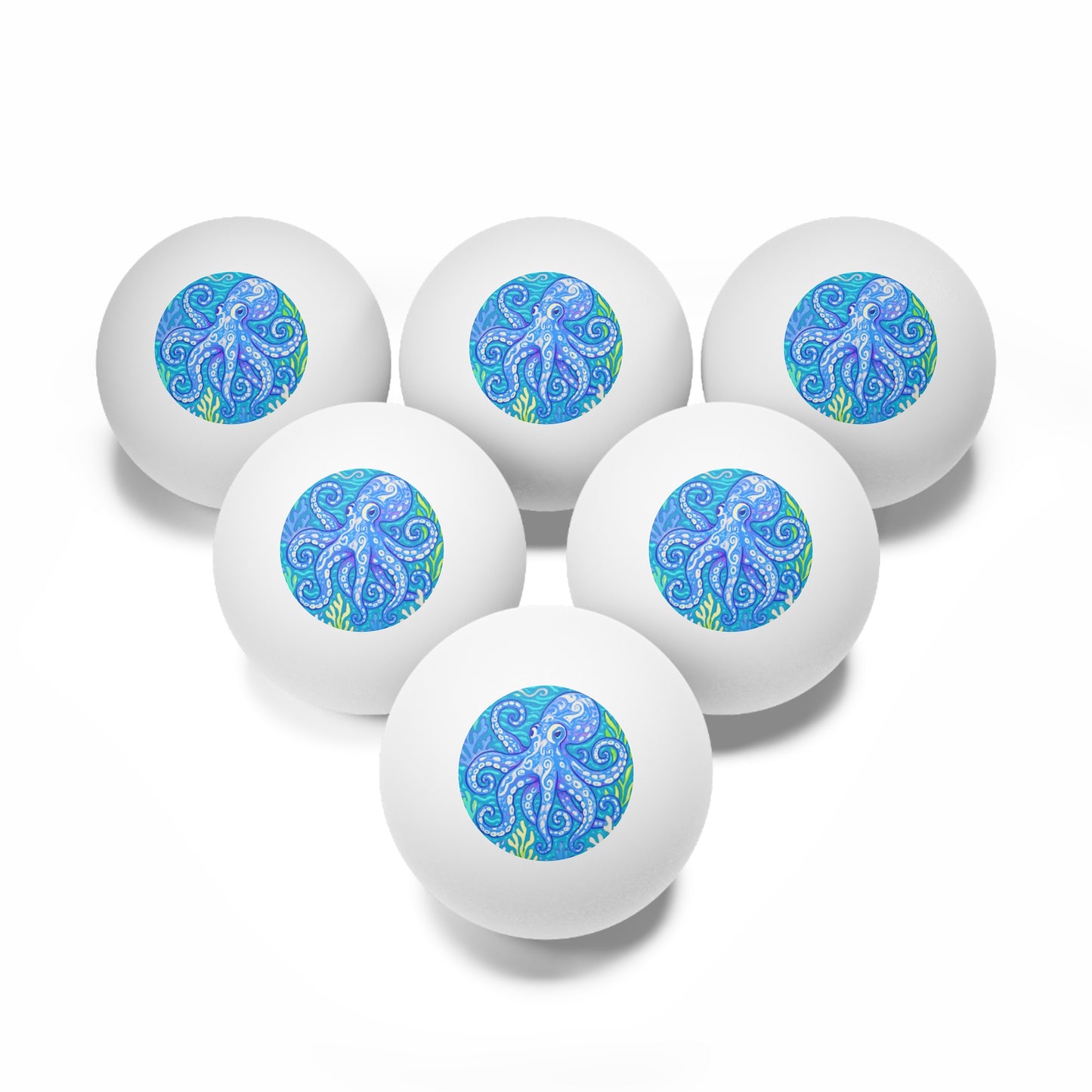 Tropical Paradise Ping Pong Balls - 6 Pack with Blue Kraken Joe