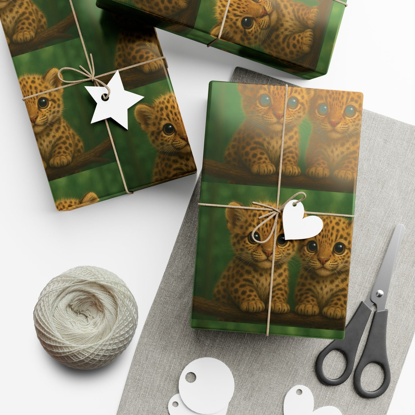 Wrapping Paper - Tropical Gift Wrap for All Occasions / 3 Sizes, 2 Finishes / Baby Jaguars