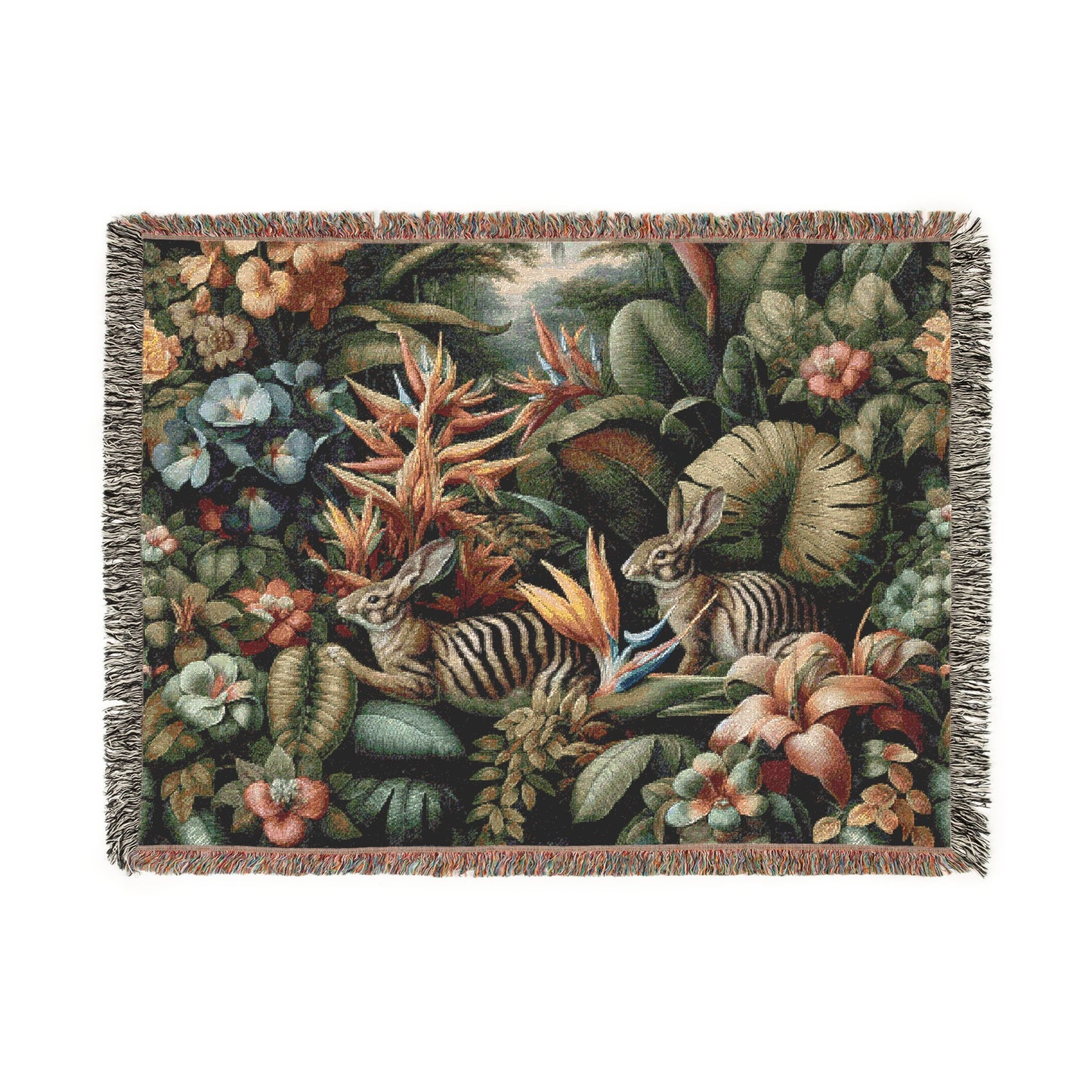 Woven Blanket, 3 Sizes - Tropical Home Decor / Rainforest Sumatran Rabbit Outing
