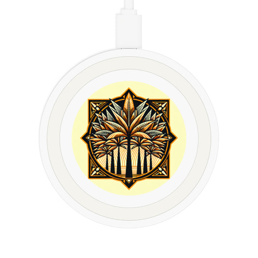 Quake Wireless Charging Pad - Deco Palm Trees, Buttercream