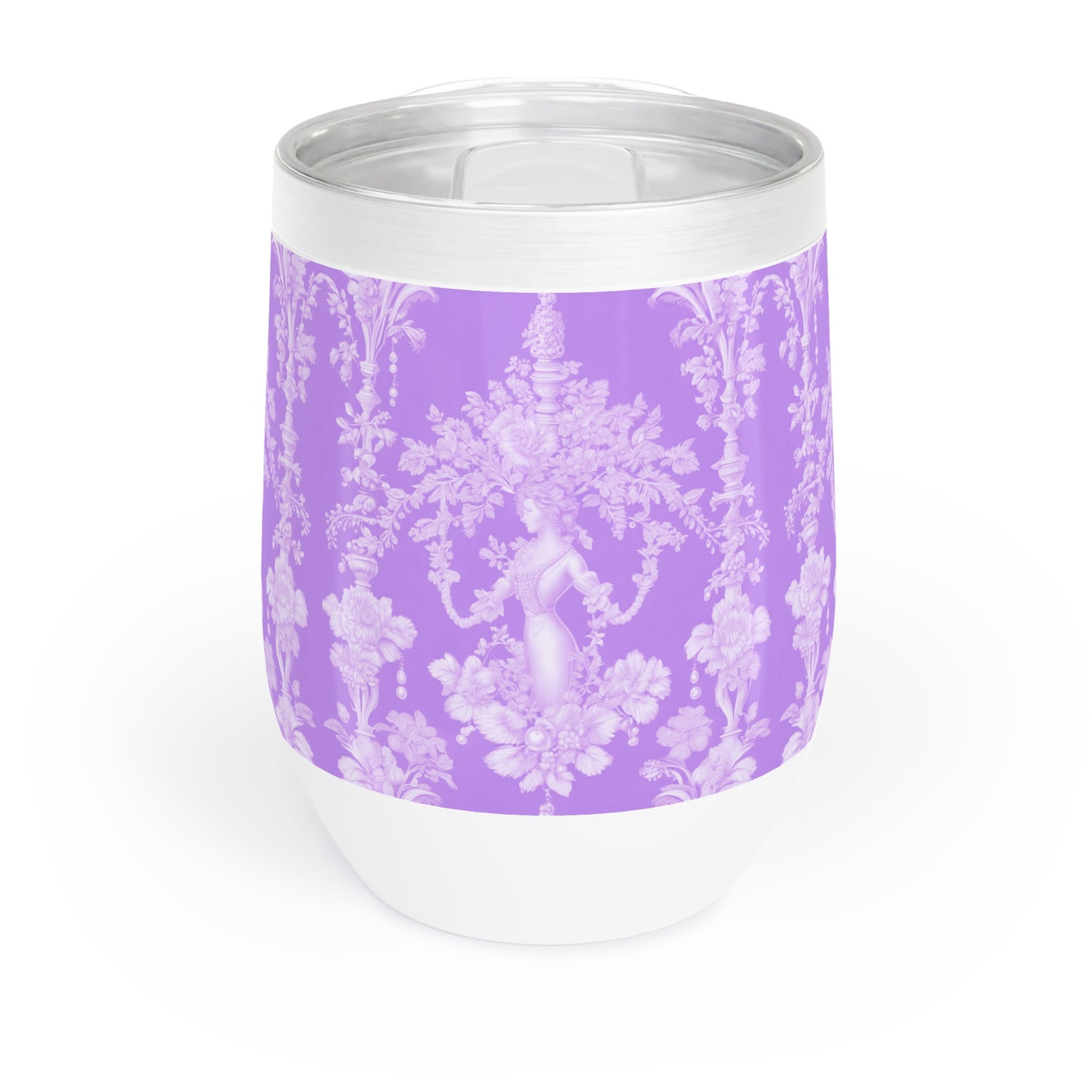 Chill Wine Tumbler, Pearl Lady Toile / Purple